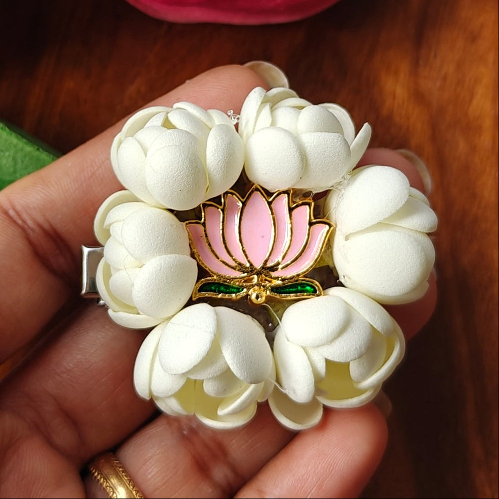 Lotus with Jasmine Flower Hair Clip