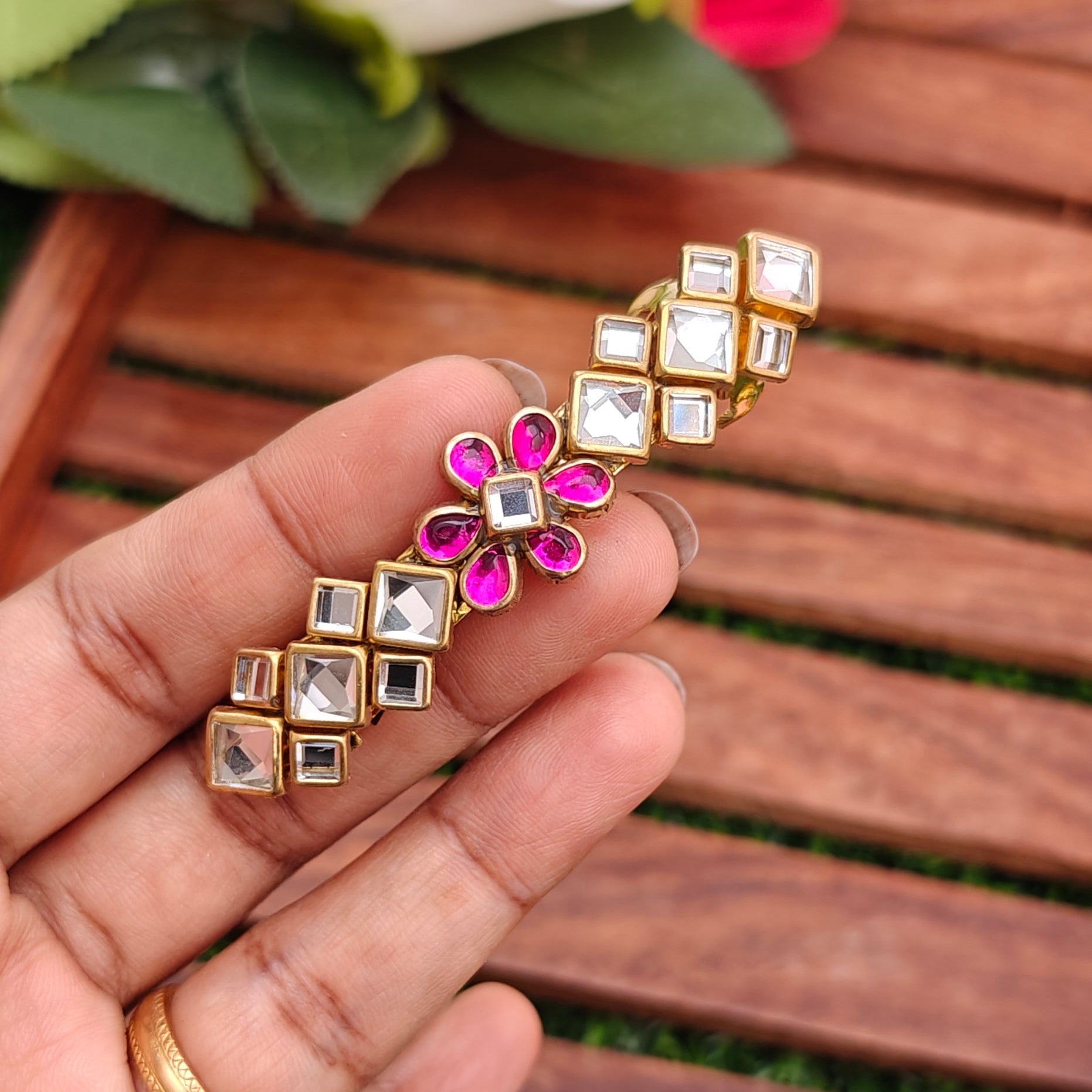 Handcrafted Kundan Hair clip
