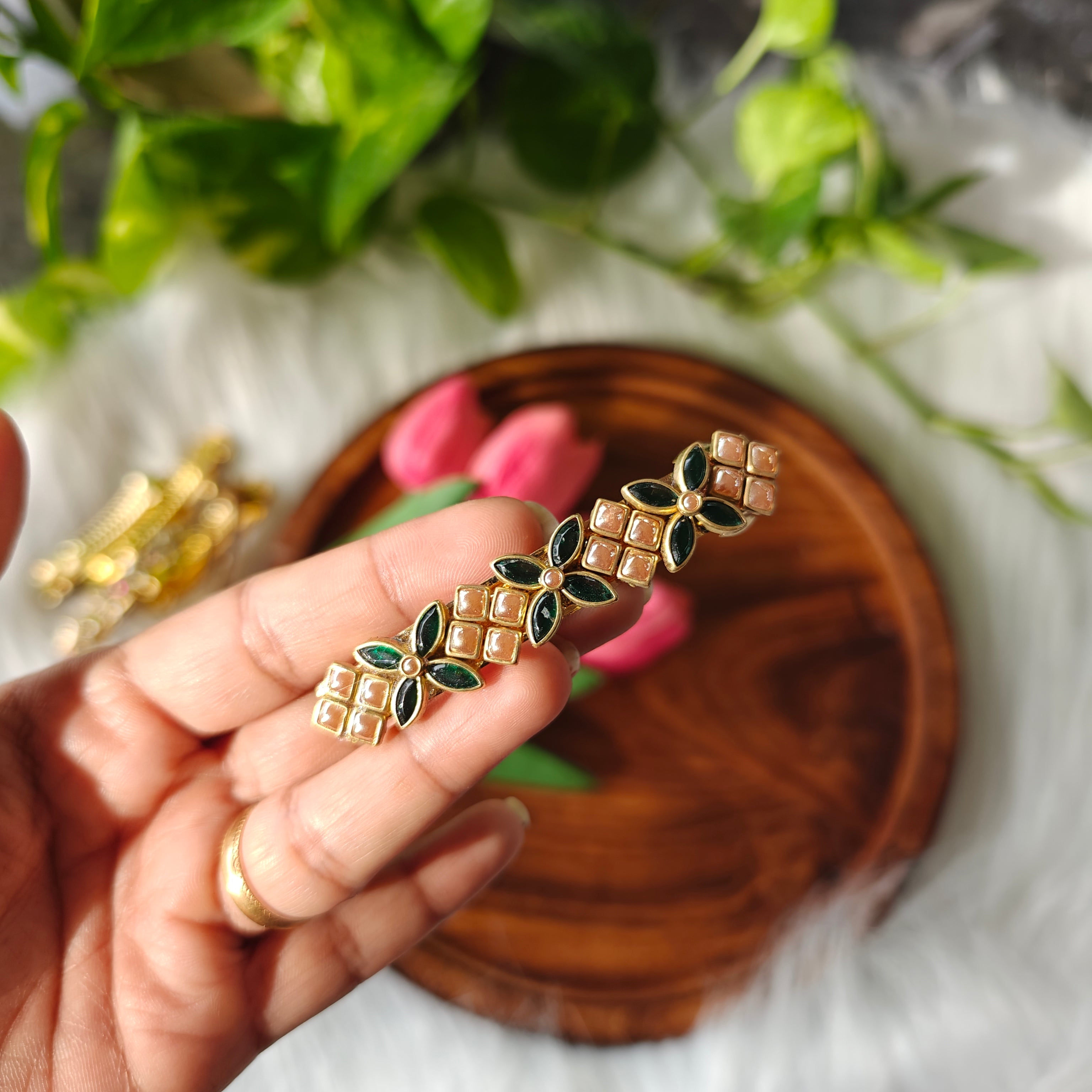 Handcrafted Kundan Hair clip