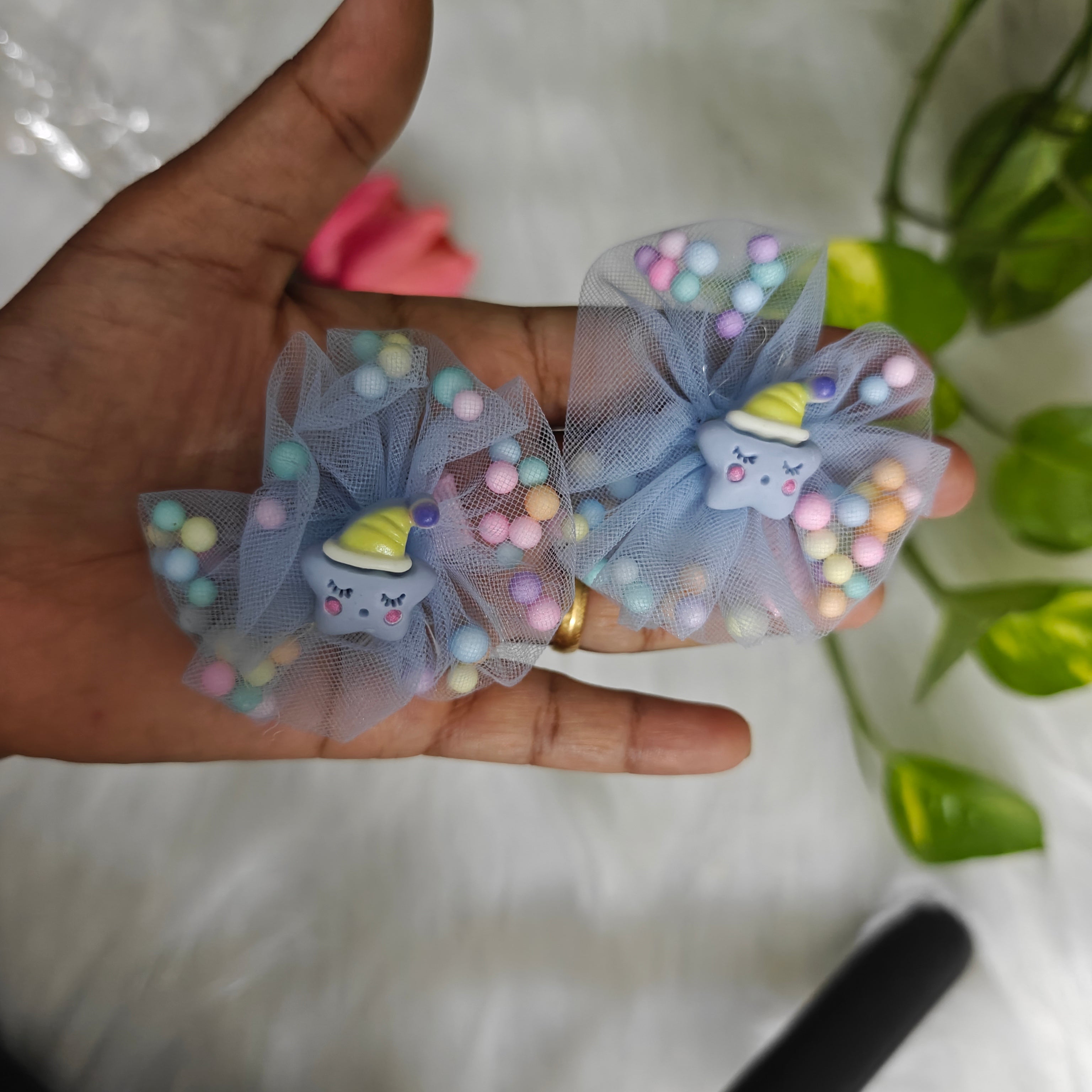 Sleeping Star Net Bow Hair Clip