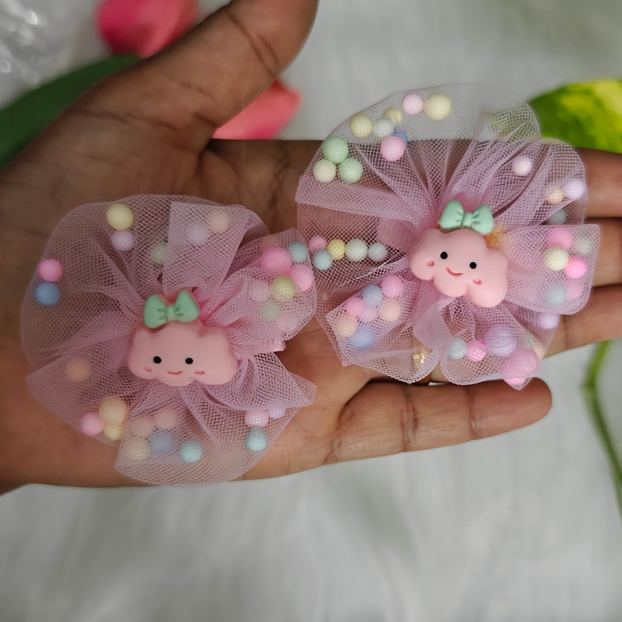 Pink Cloud Net Bow Hair Clip
