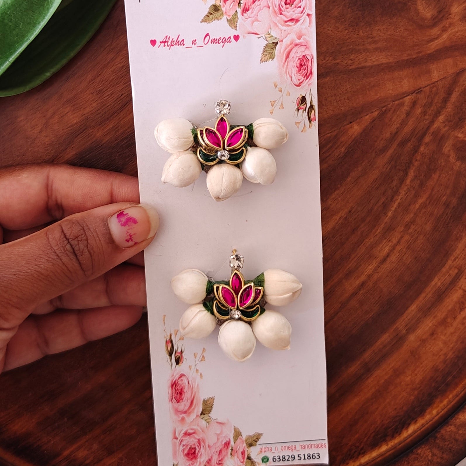Lotus with Jasmine Flower Hair Clip