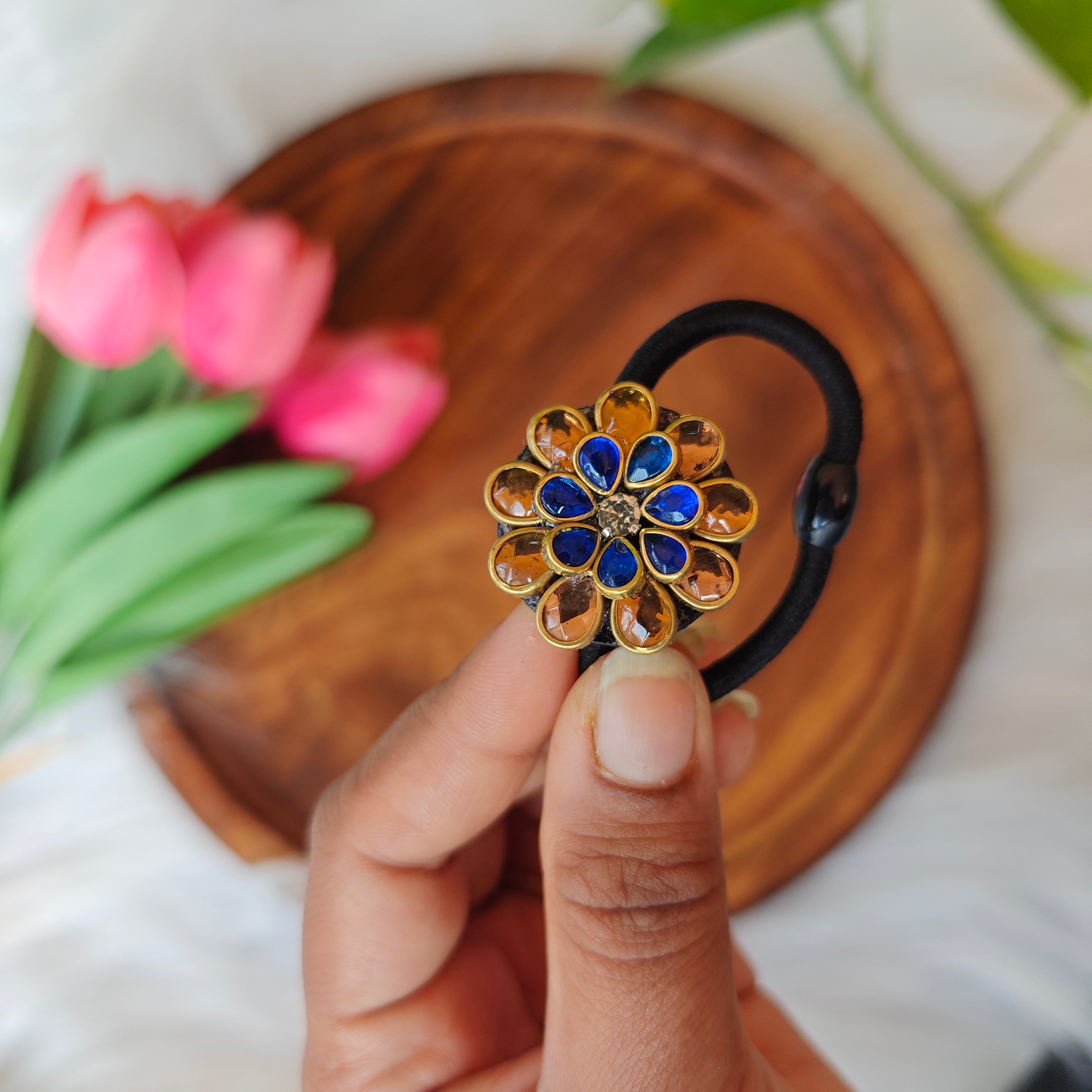 Traditional Kundan Floral Hair Band