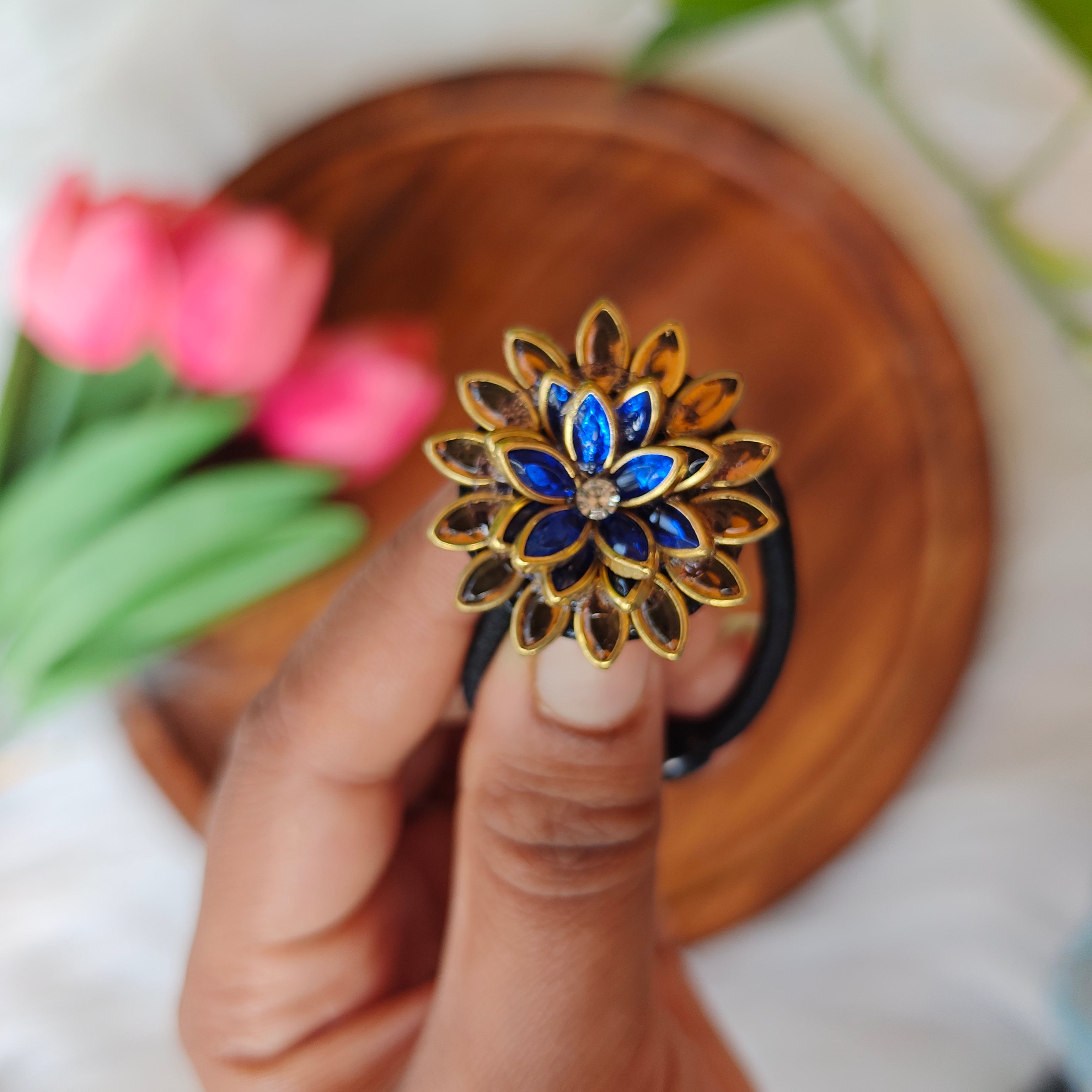 Traditional Kundan Floral Hair Band
