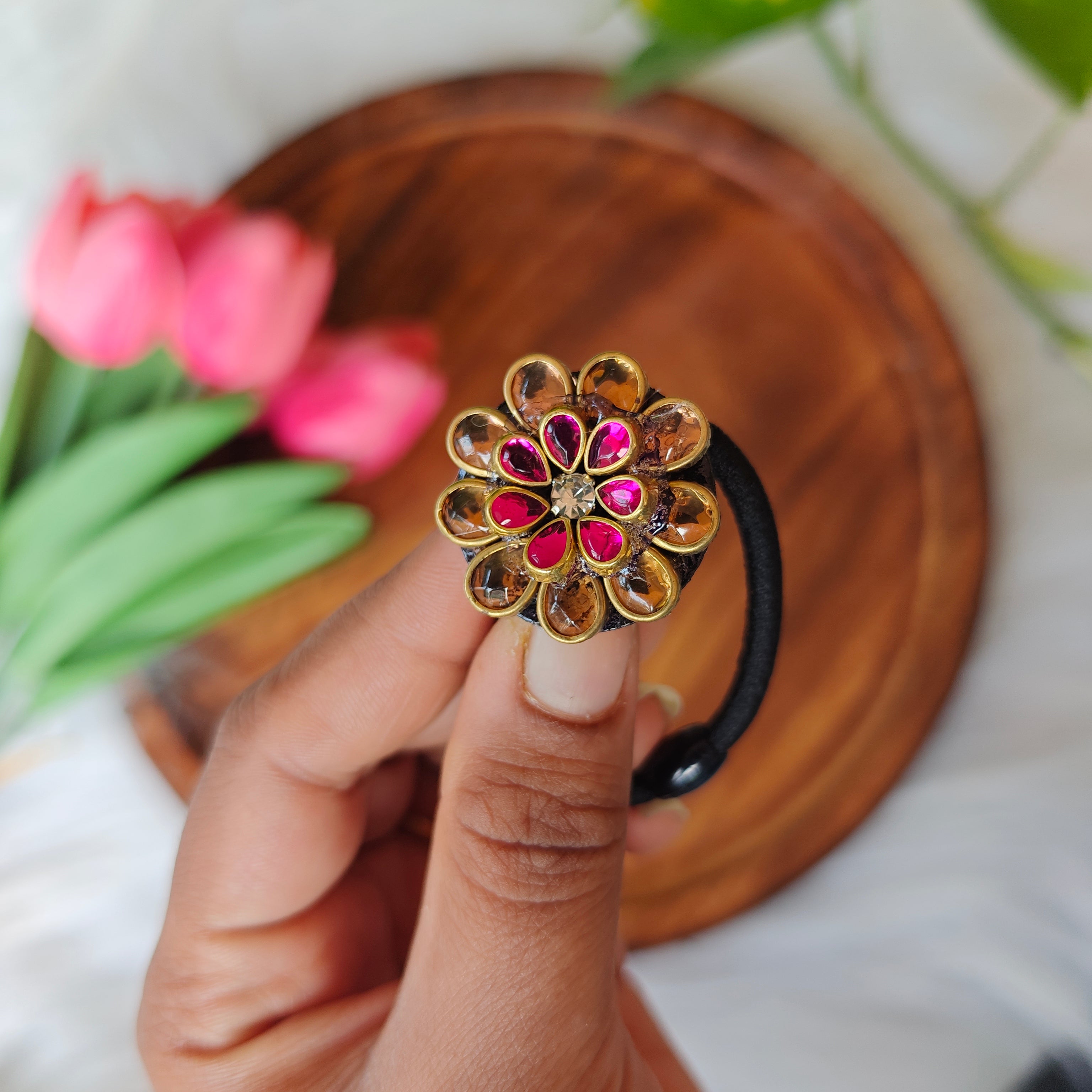 Traditional Kundan Floral Hair Band