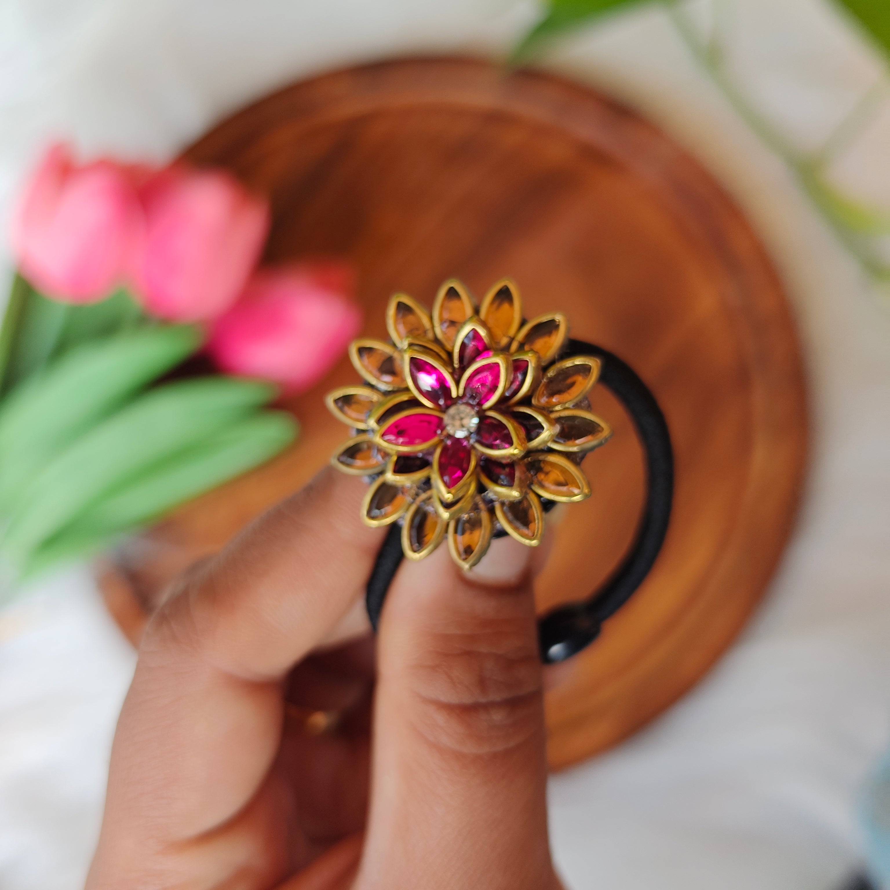 Traditional Kundan Floral Hair Band