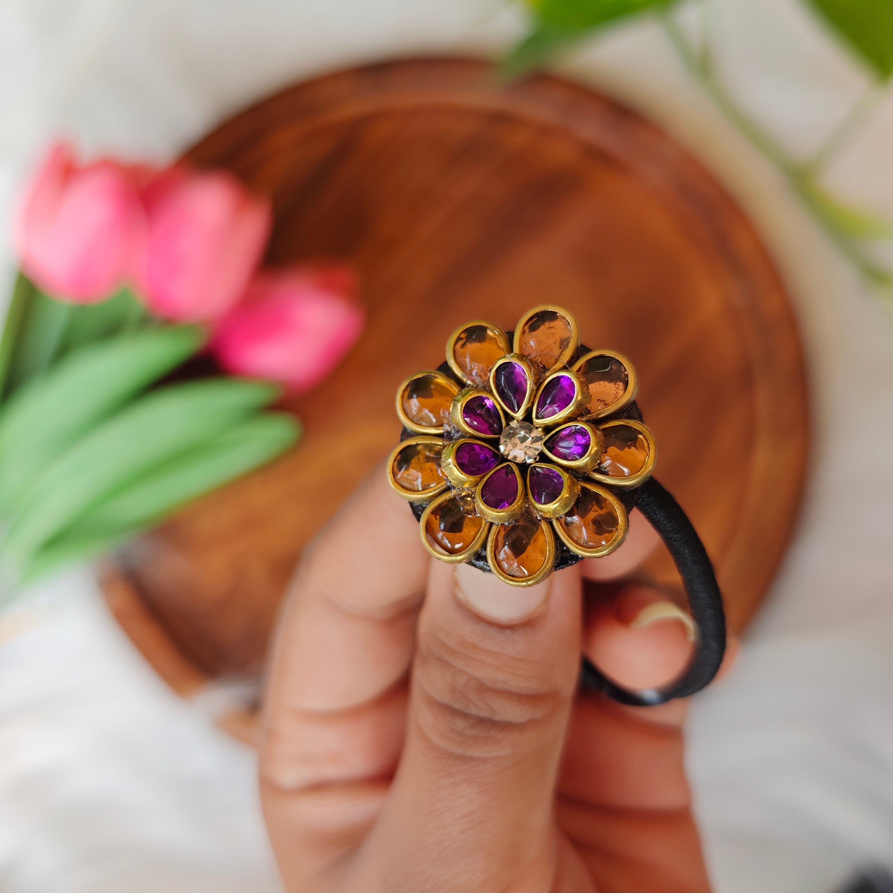 Traditional Kundan Floral Hair Band