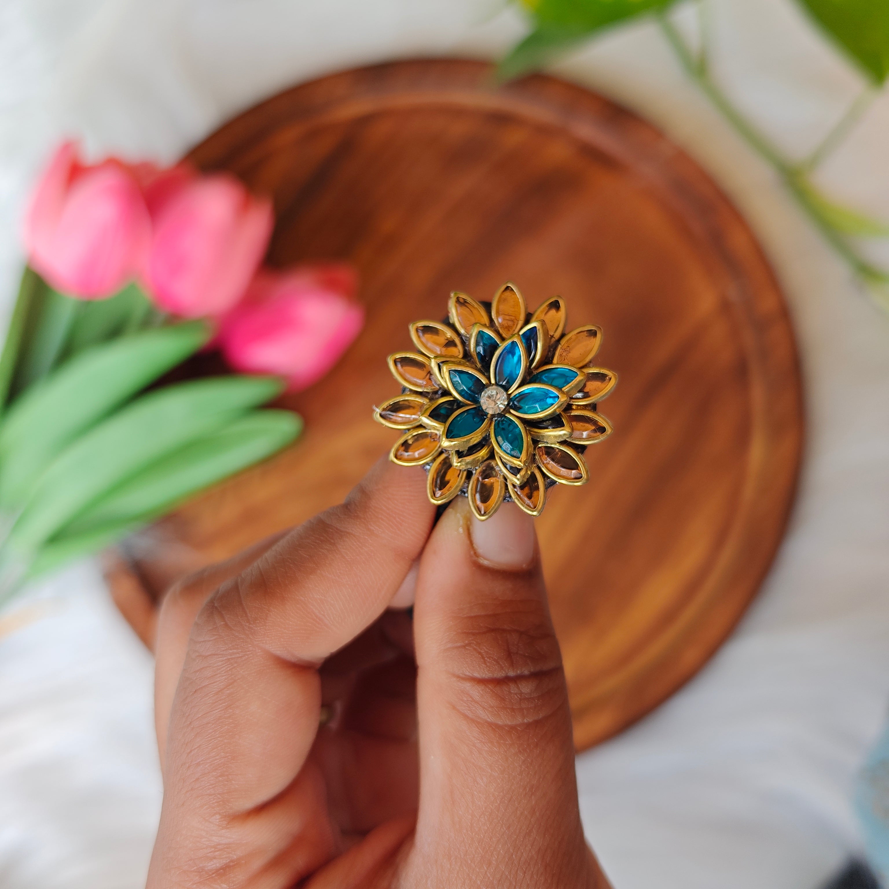 Traditional Kundan Floral Hair Band