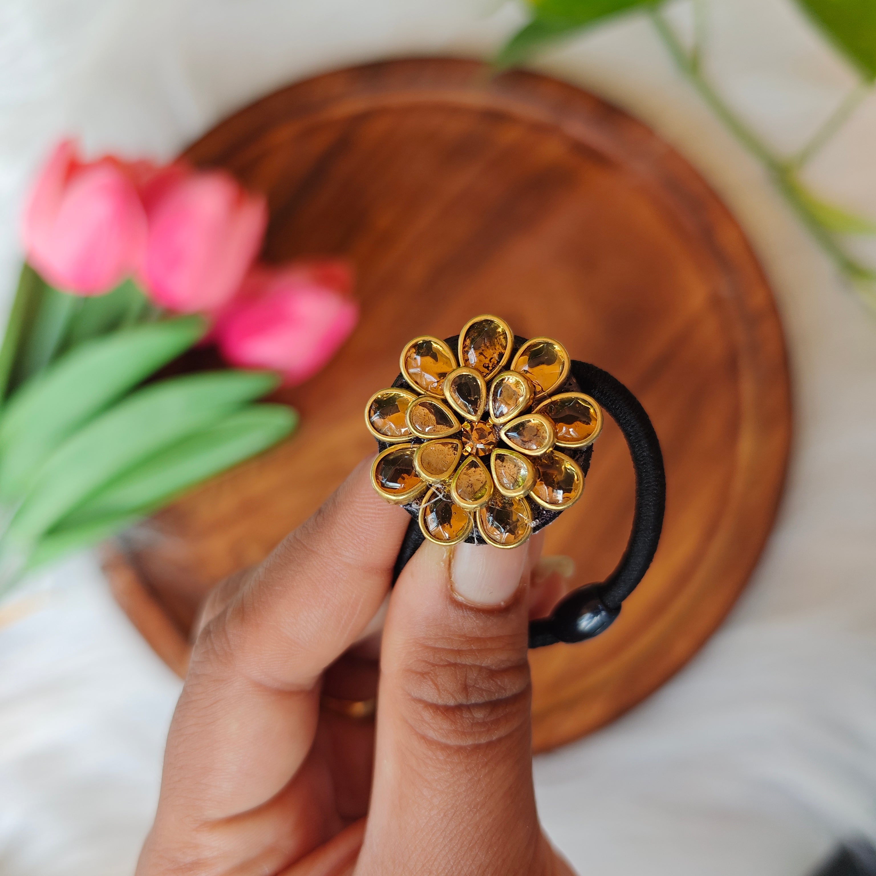 Traditional Kundan Floral Hair Band