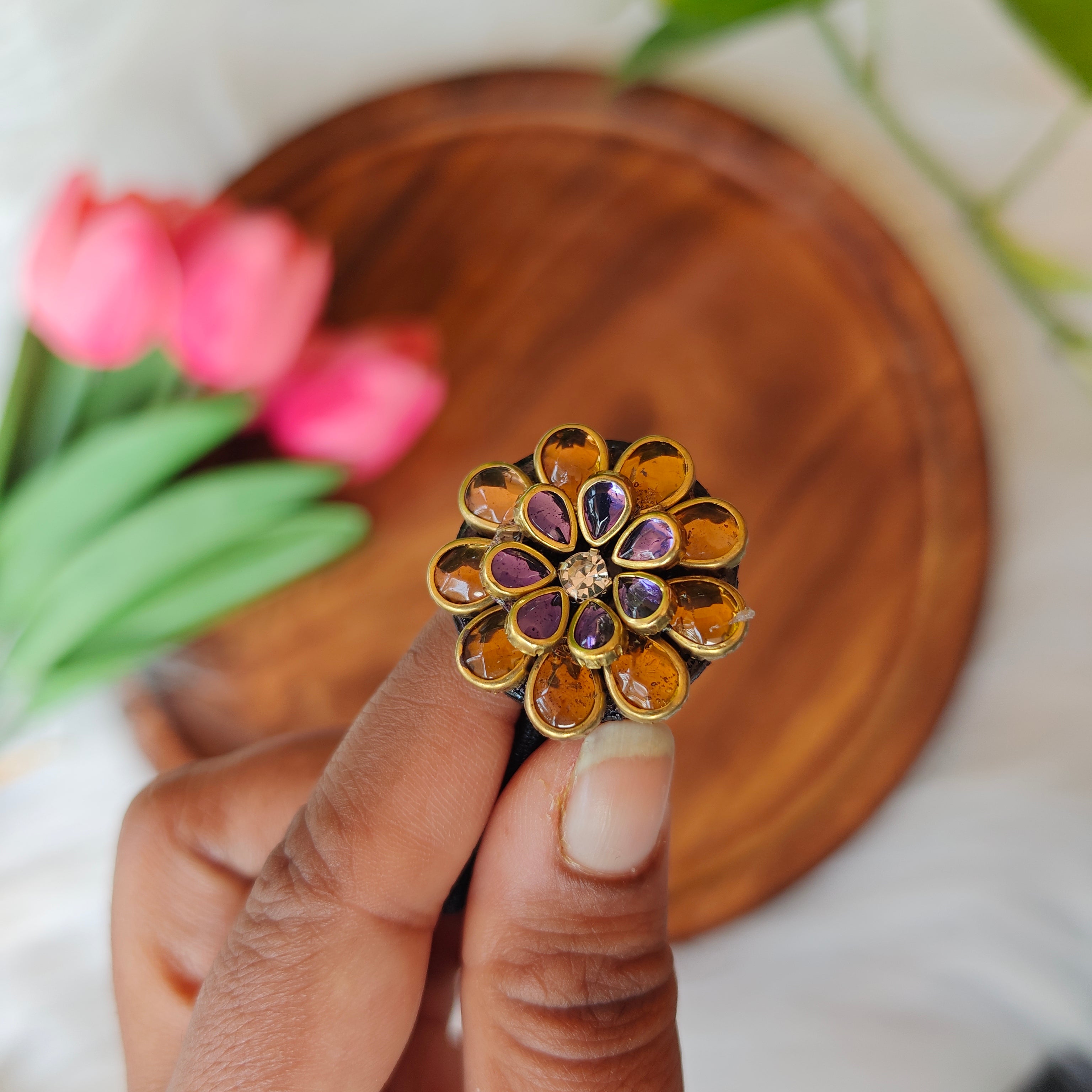 Traditional Kundan Floral Hair Band