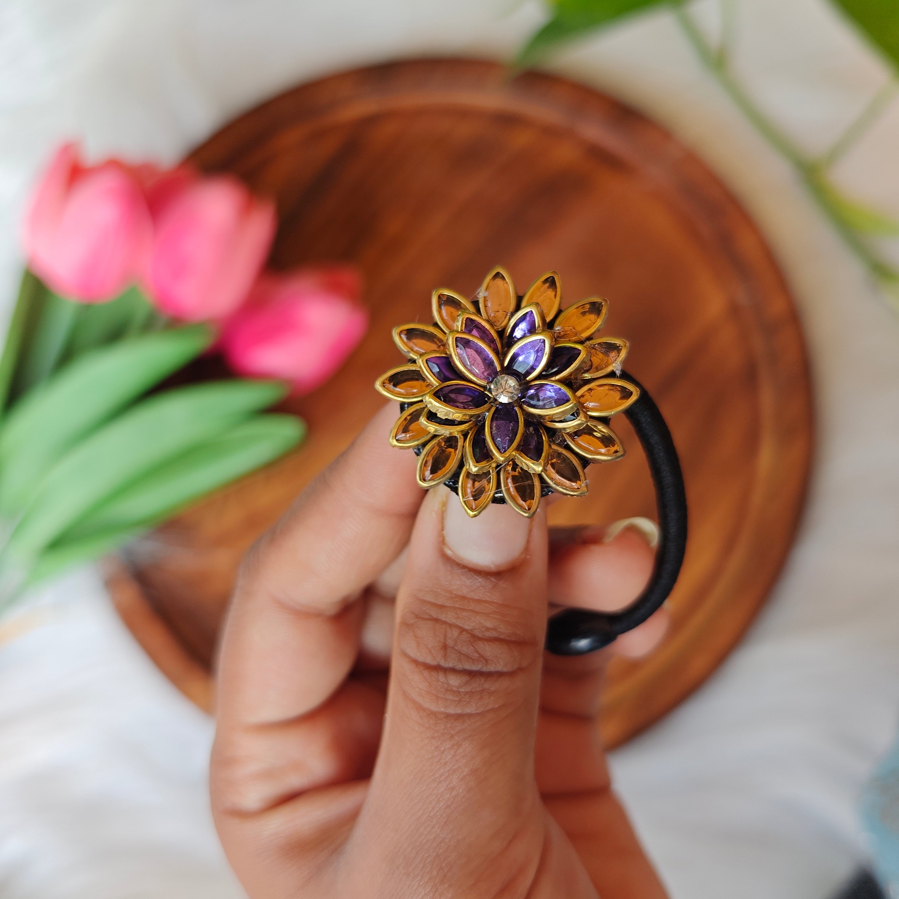 Traditional Kundan Floral Hair Band
