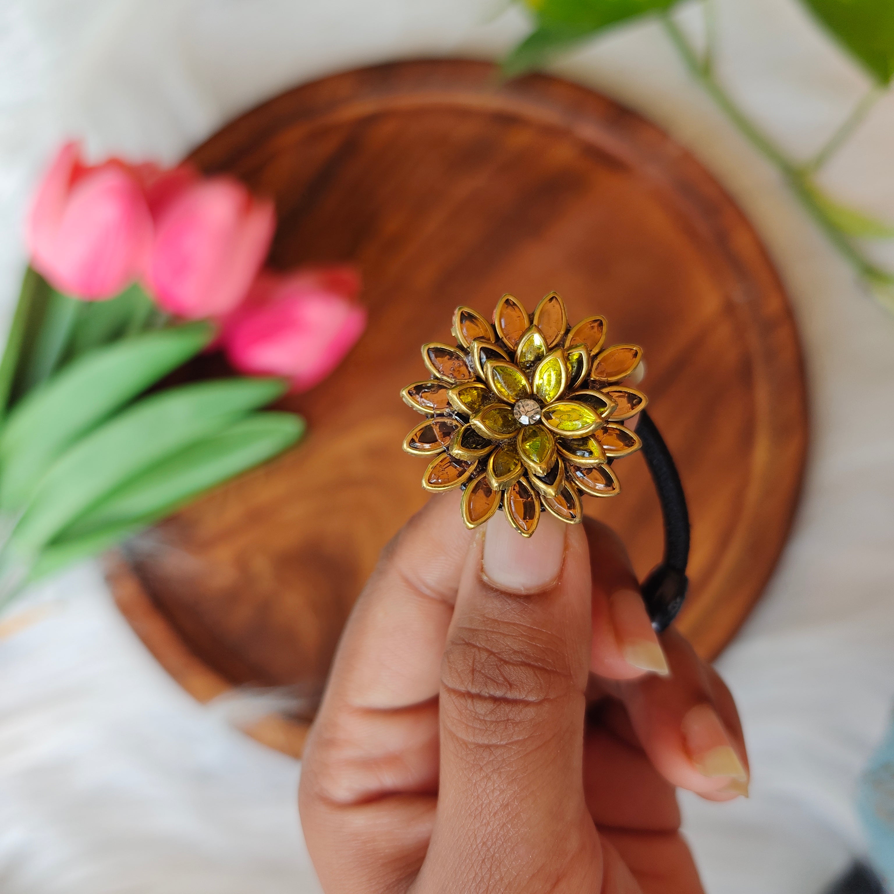 Traditional Kundan Floral Hair Band