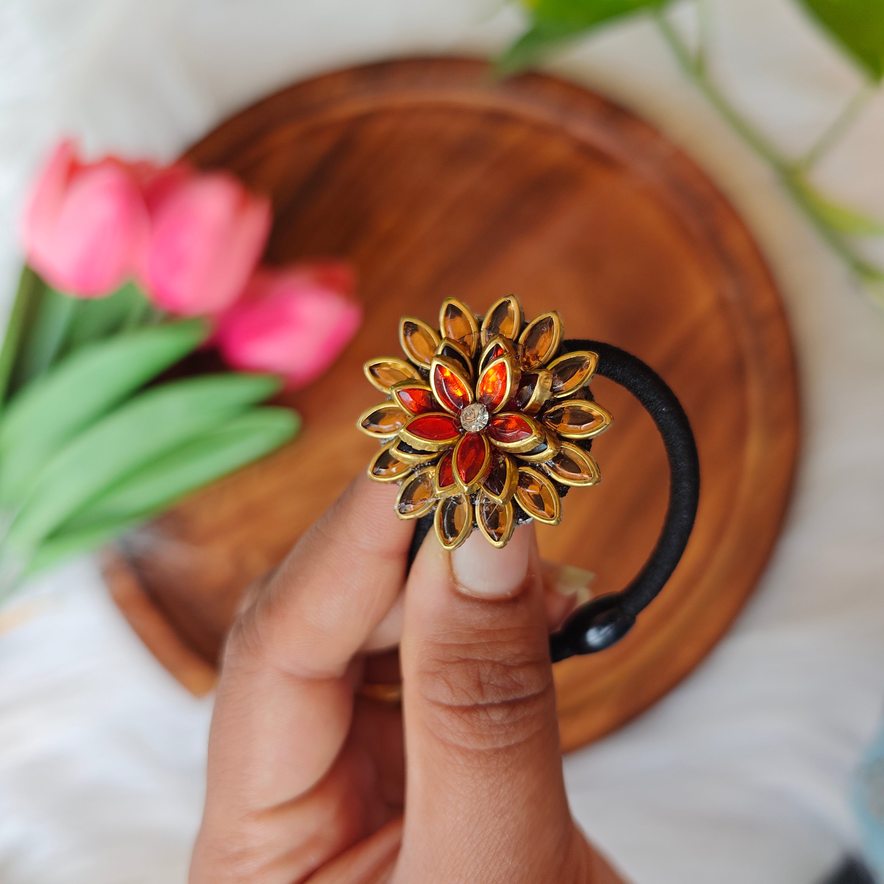 Traditional Kundan Floral Hair Band