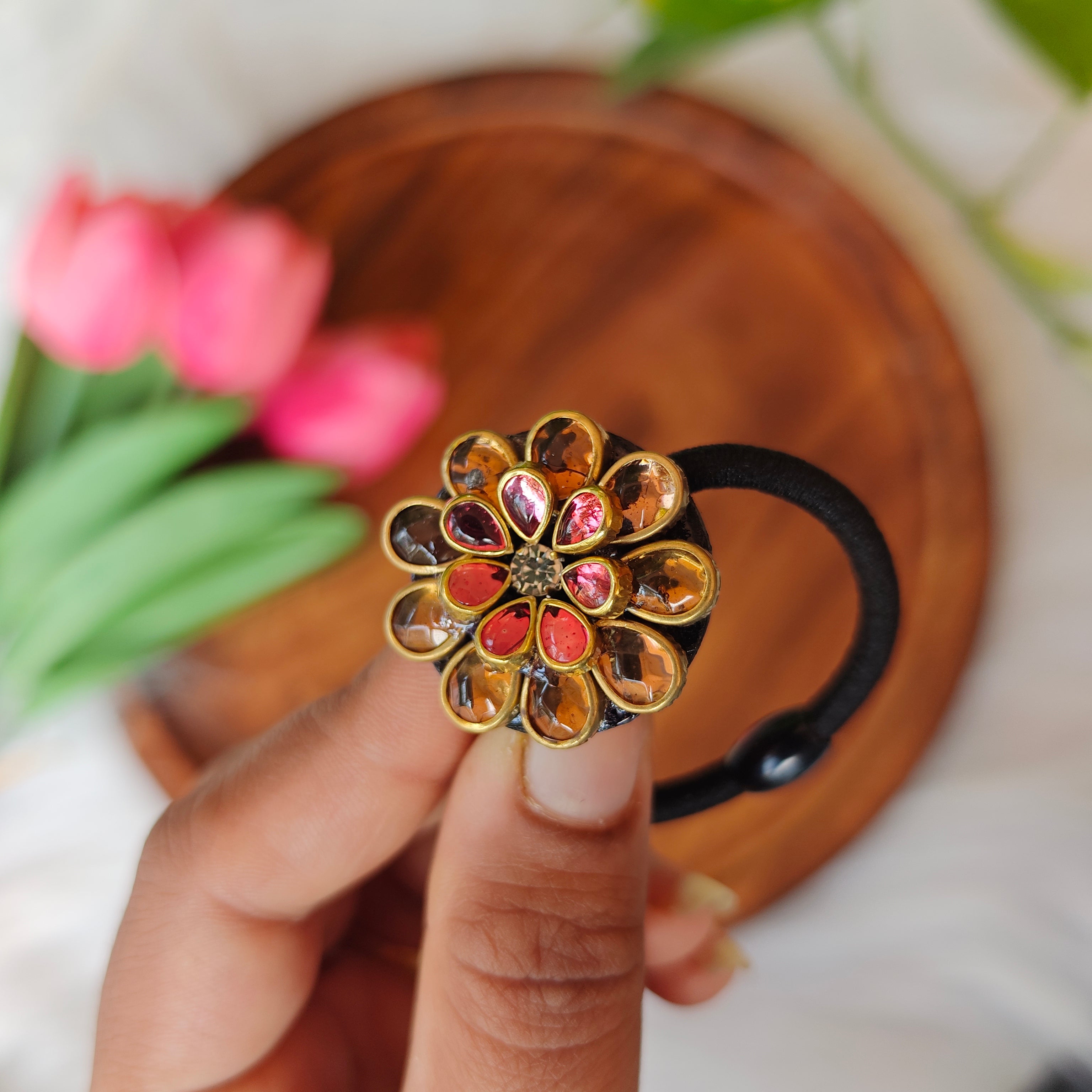 Traditional Kundan Floral Hair Band