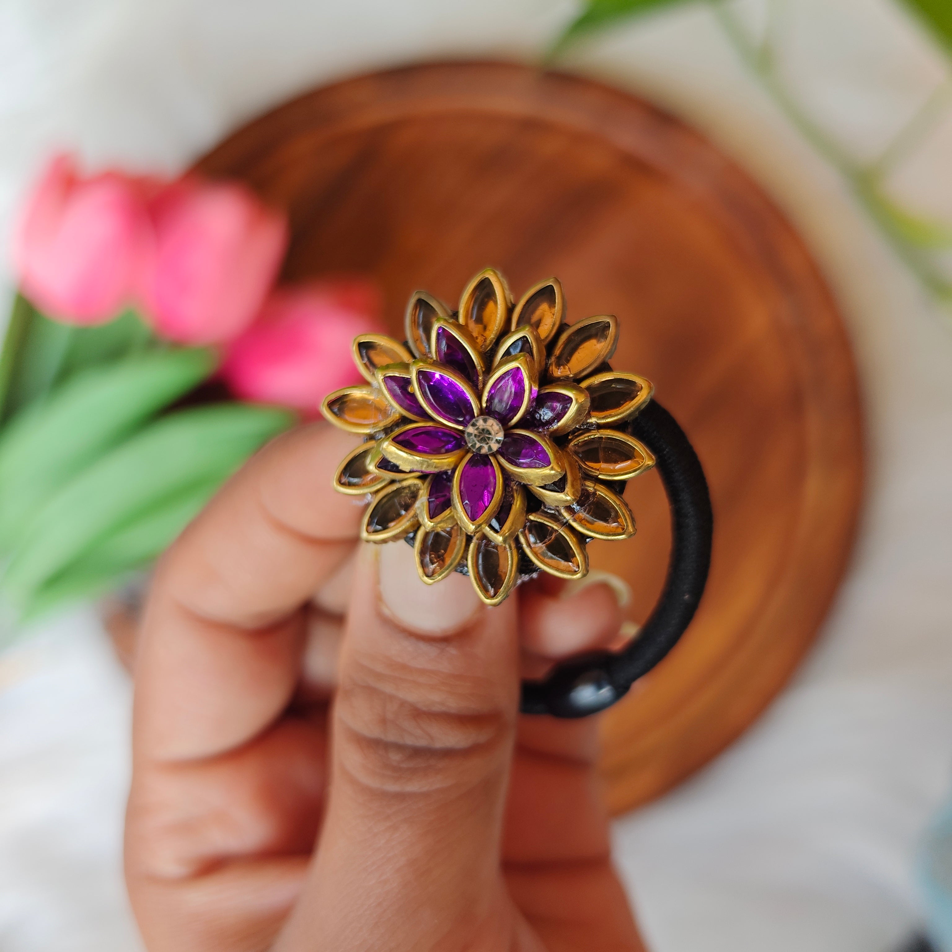 Traditional Kundan Floral Hair Band