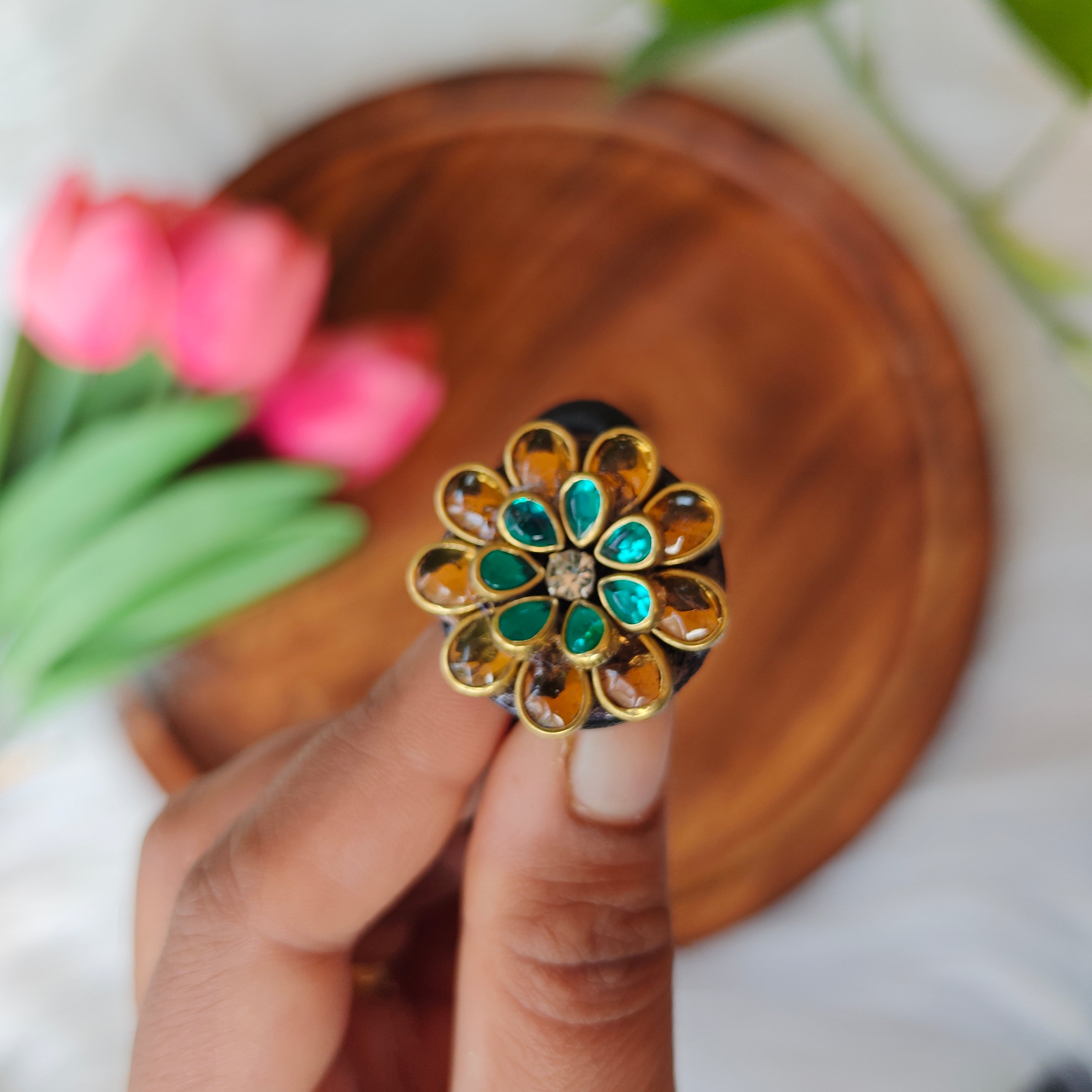 Traditional Kundan Floral Hair Band