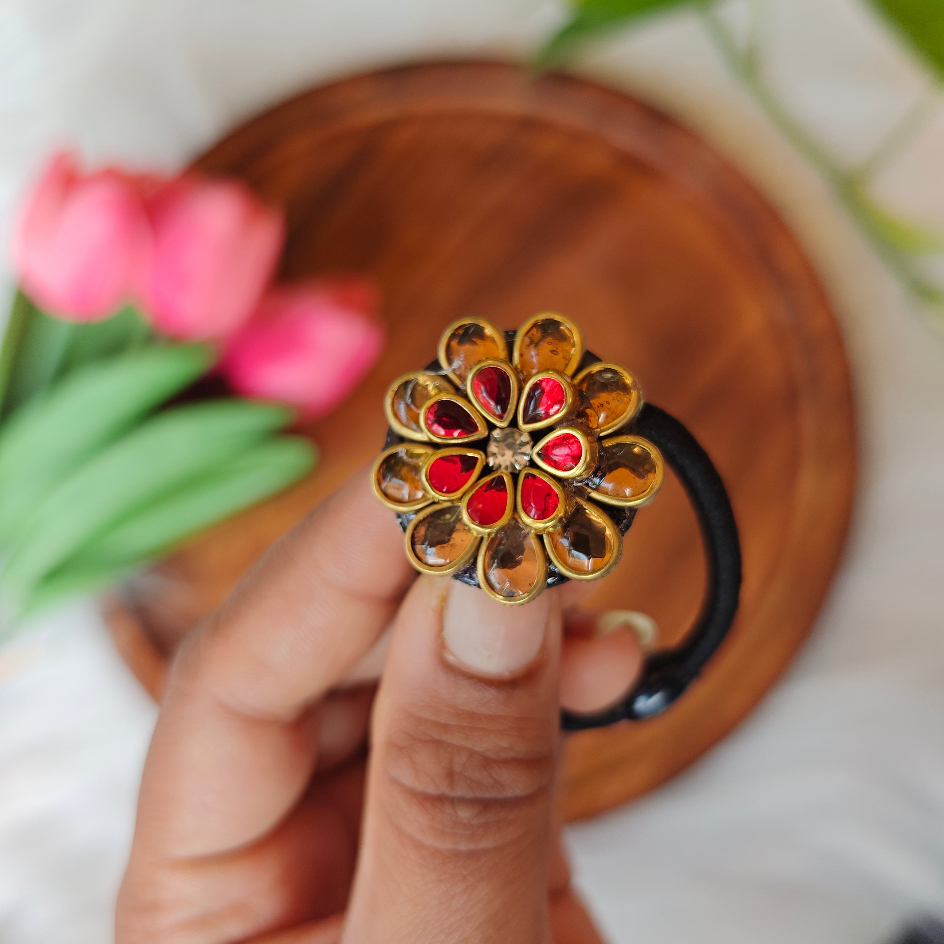 Traditional Kundan Floral Hair Band