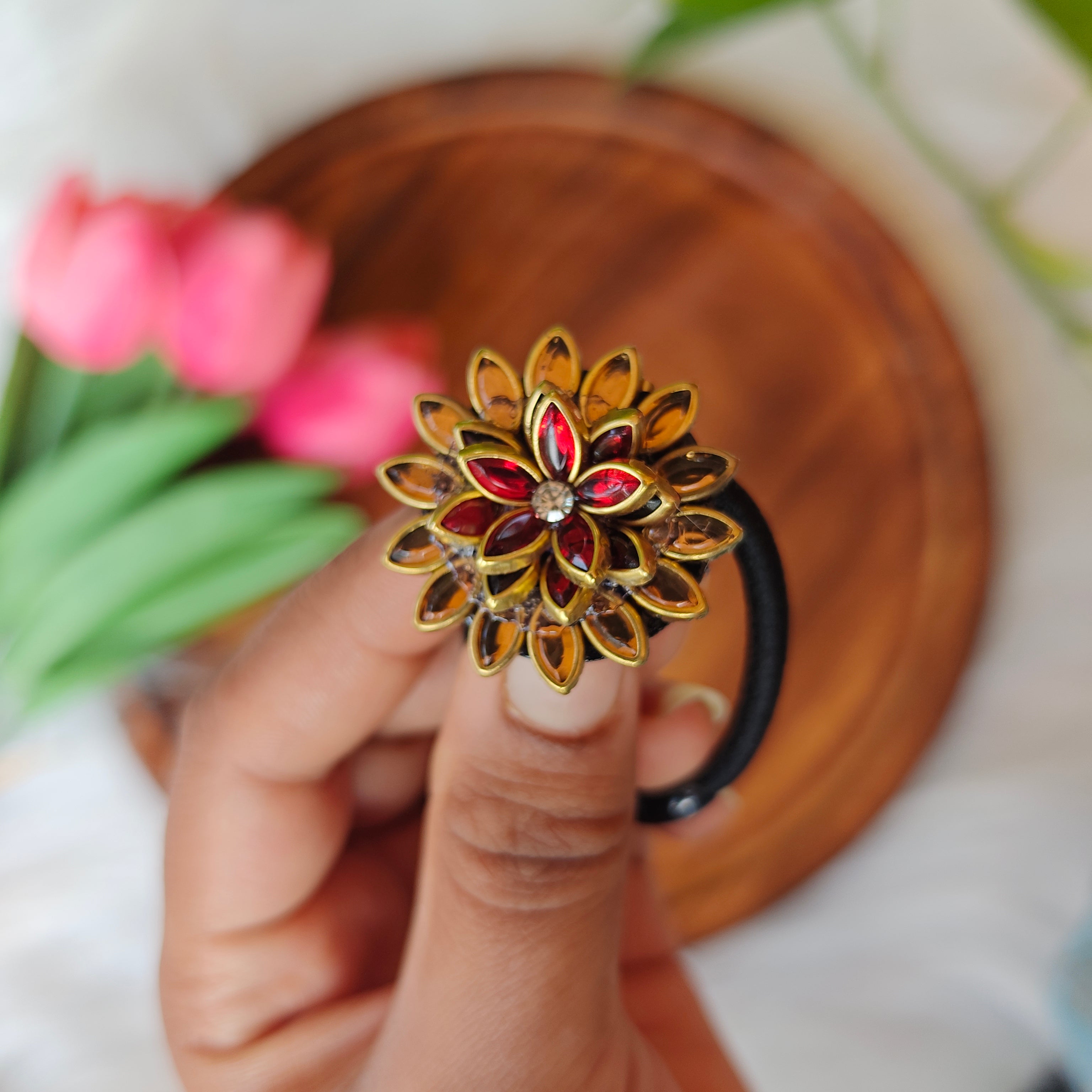 Traditional Kundan Floral Hair Band