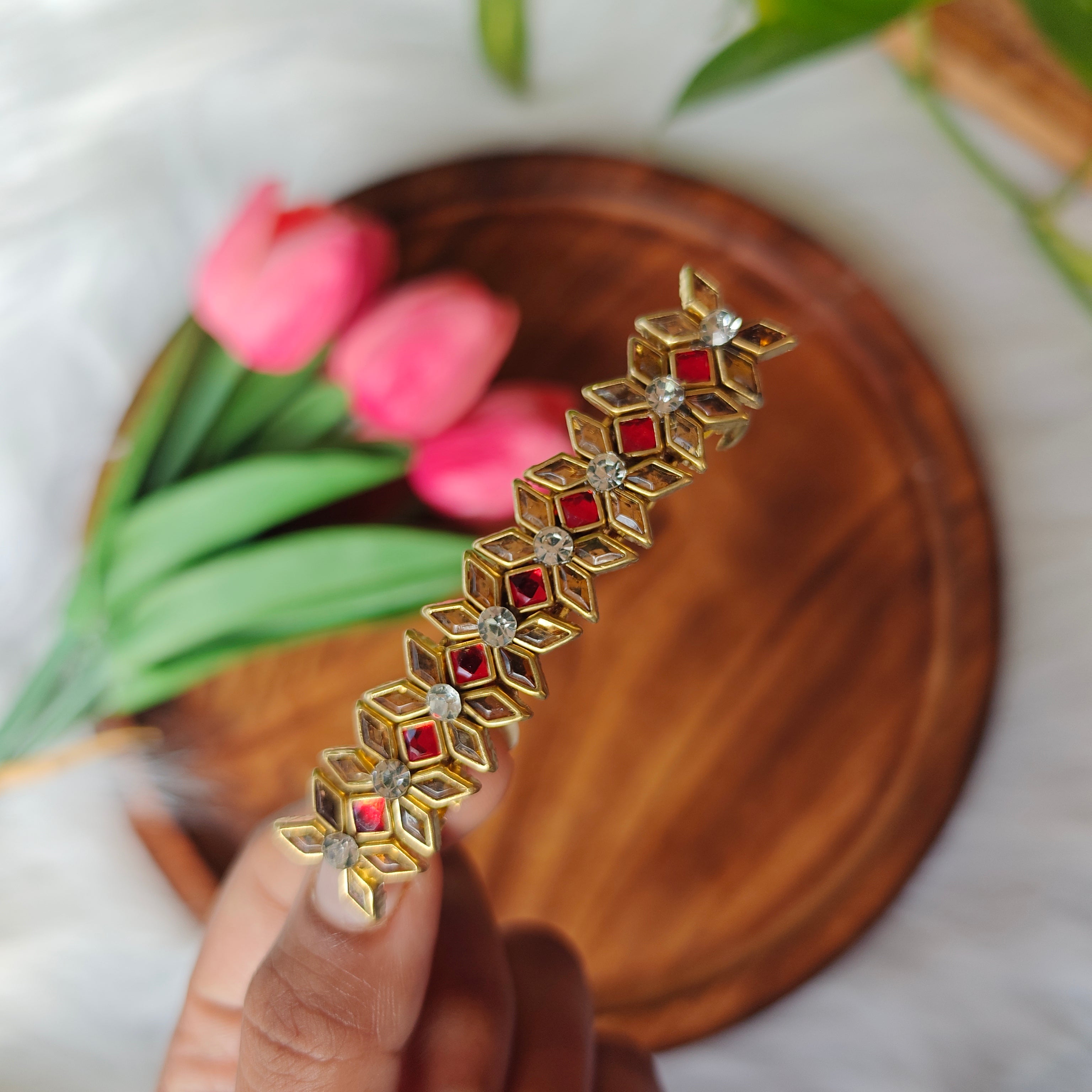 Handcrafted Kundan Center Hair Clip