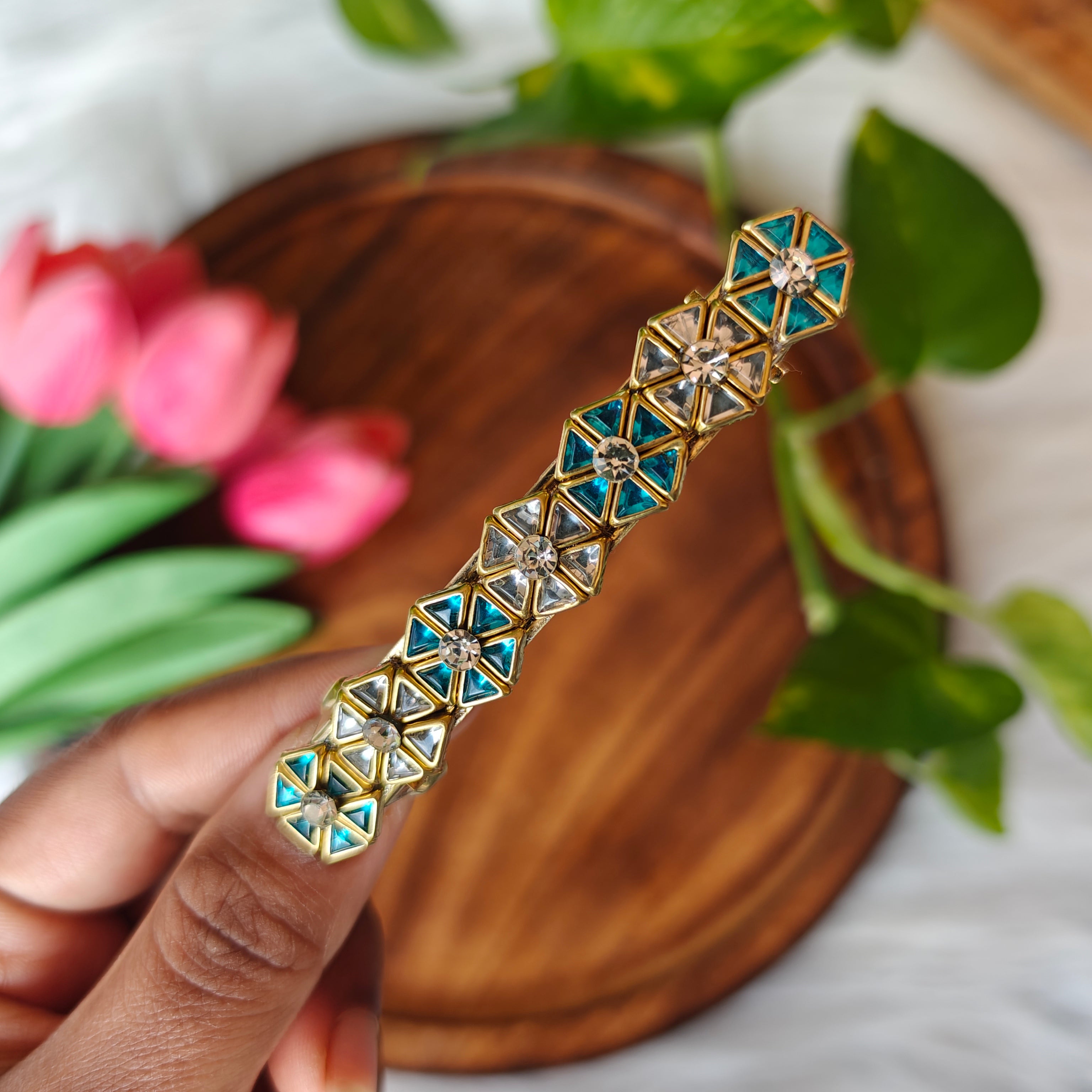 Handcrafted Kundan center Hair Clip