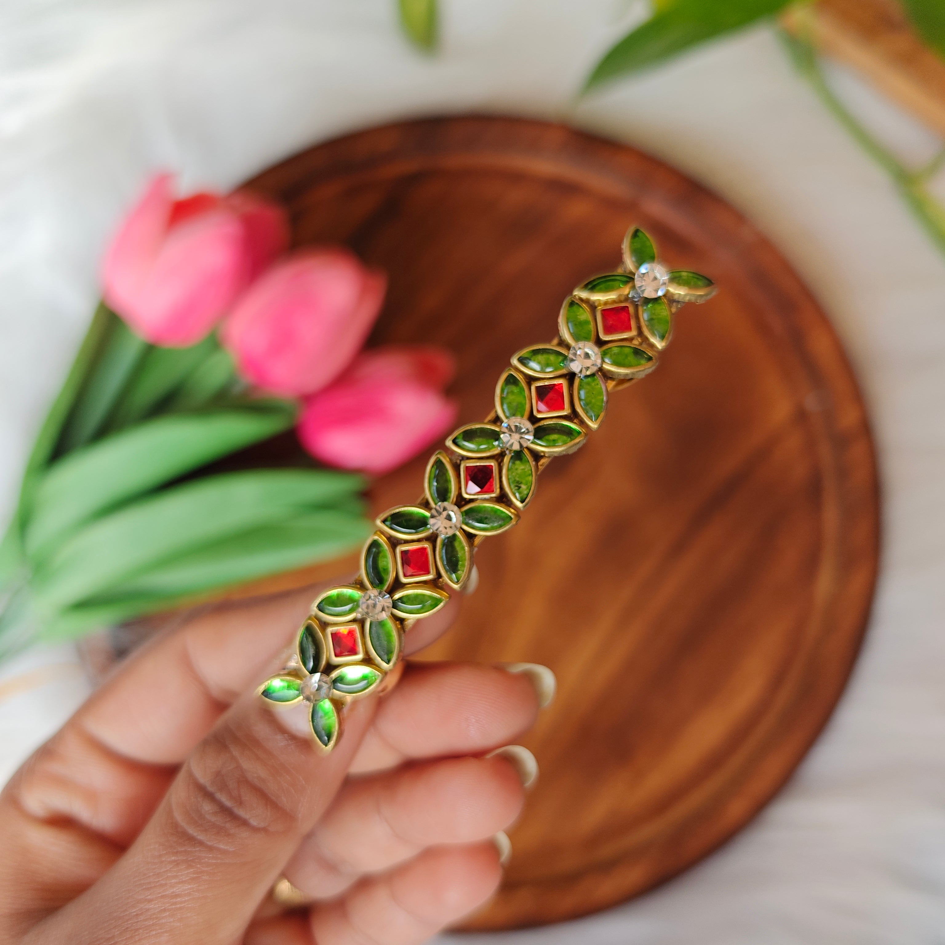 Handcrafted Kundan Center Hair Clip