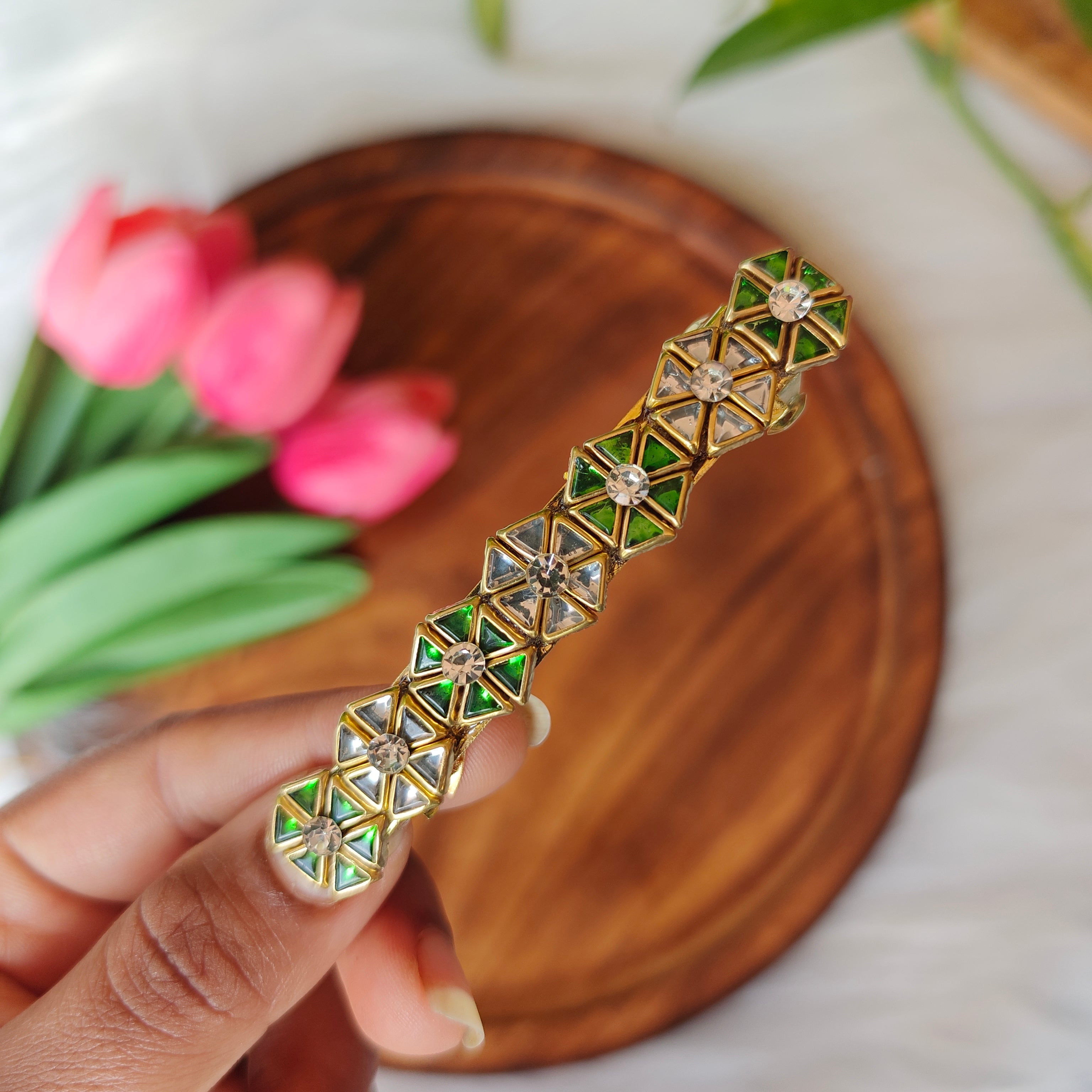 Handcrafted Kundan Center Hair Clip
