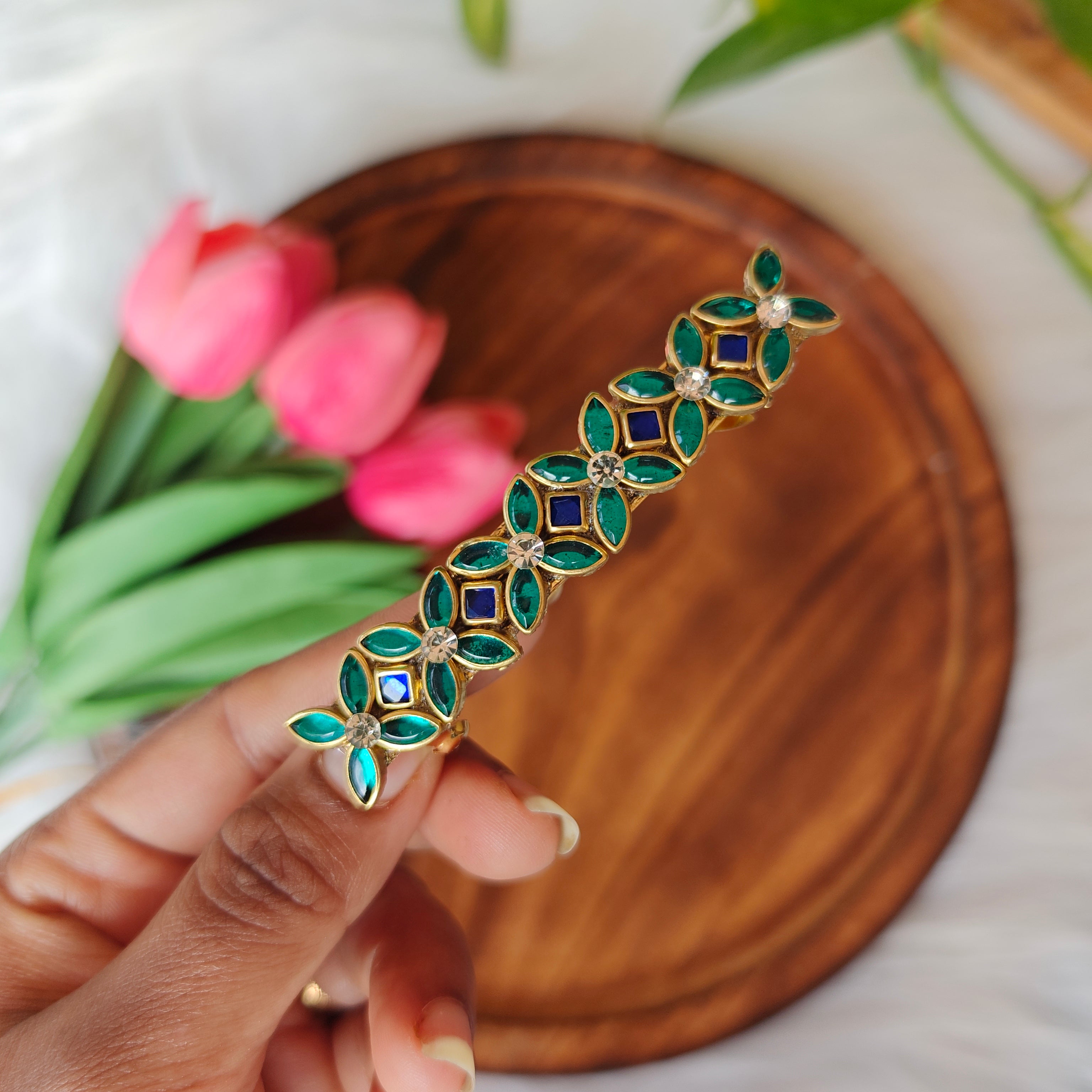 Handcrafted Kundan Center Hair Clip