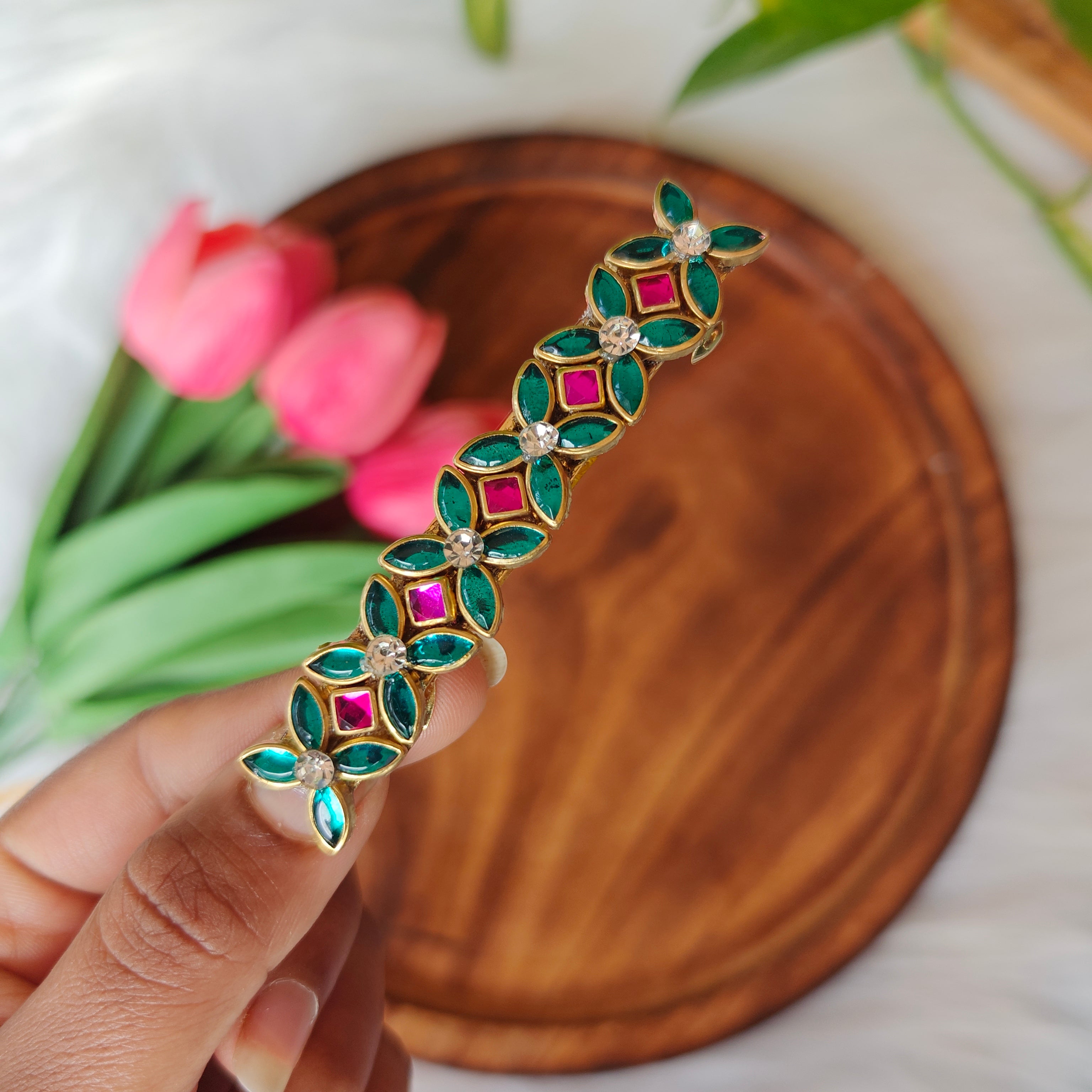 Handcrafted Kundan Center Hair Clip