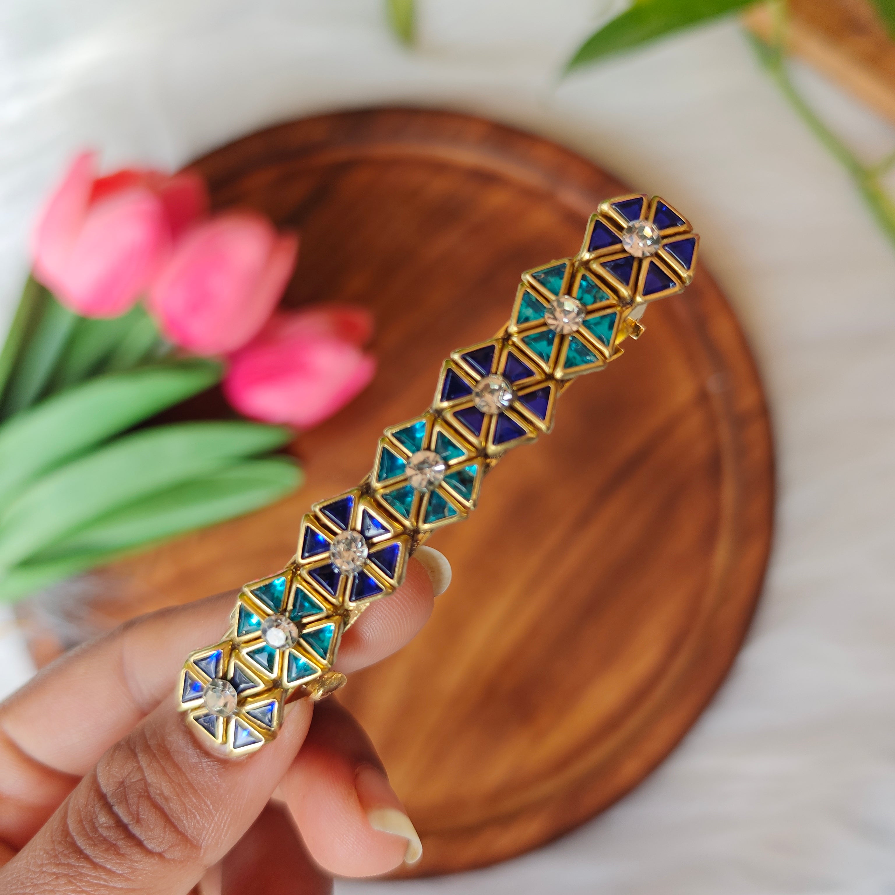 Handcrafted Kundan Center Hair Clip