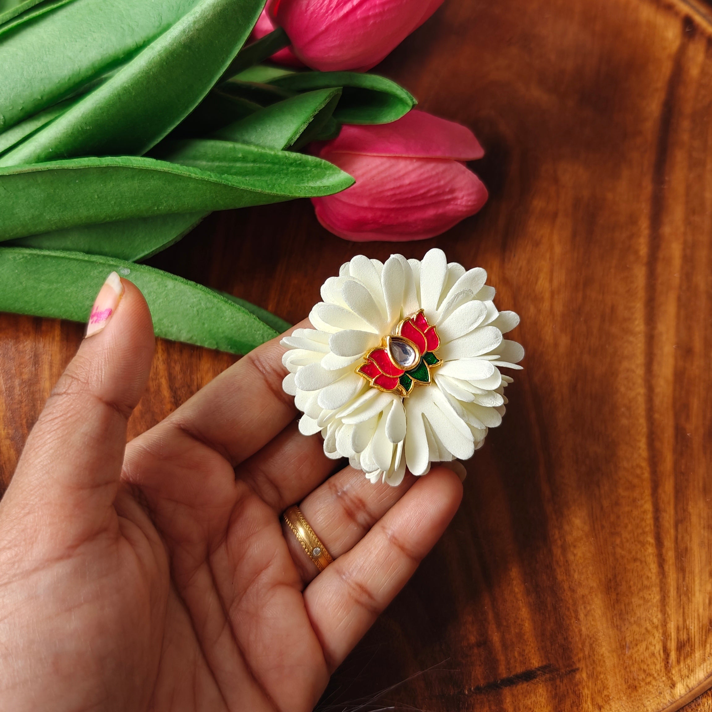 Handmade Mullai Flower Hair Clip