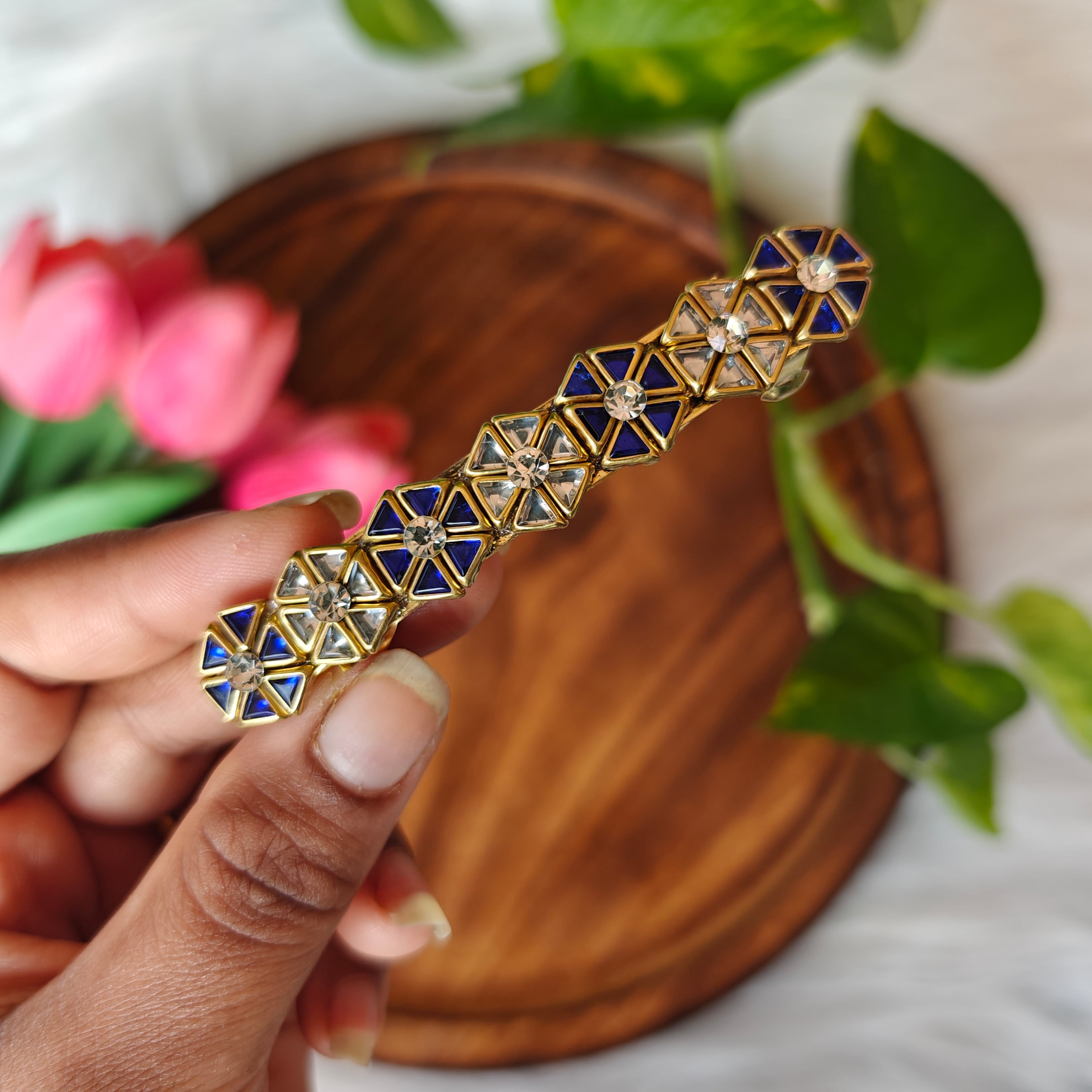 Handcrafted Kundan center Hair Clip