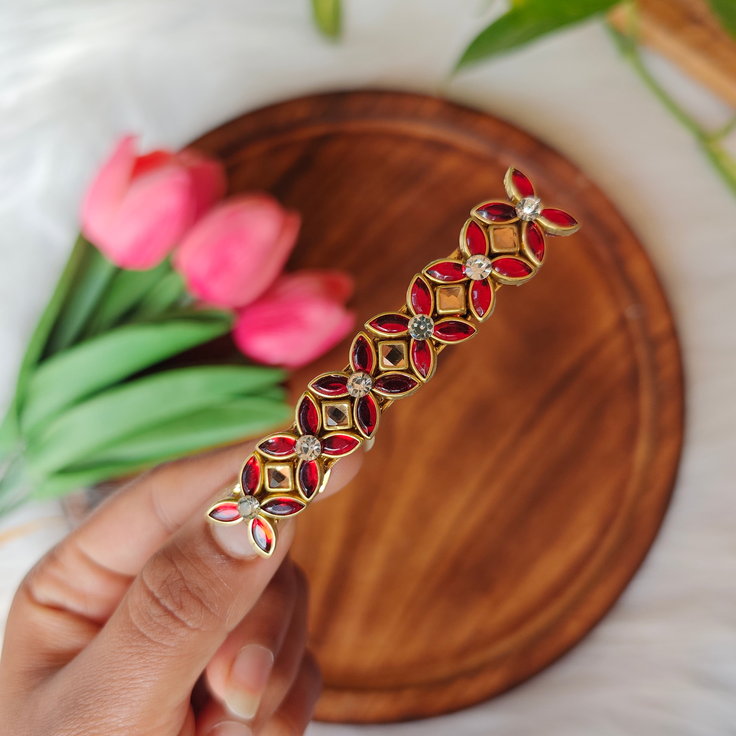 Handcrafted Kundan Center Hair Clip