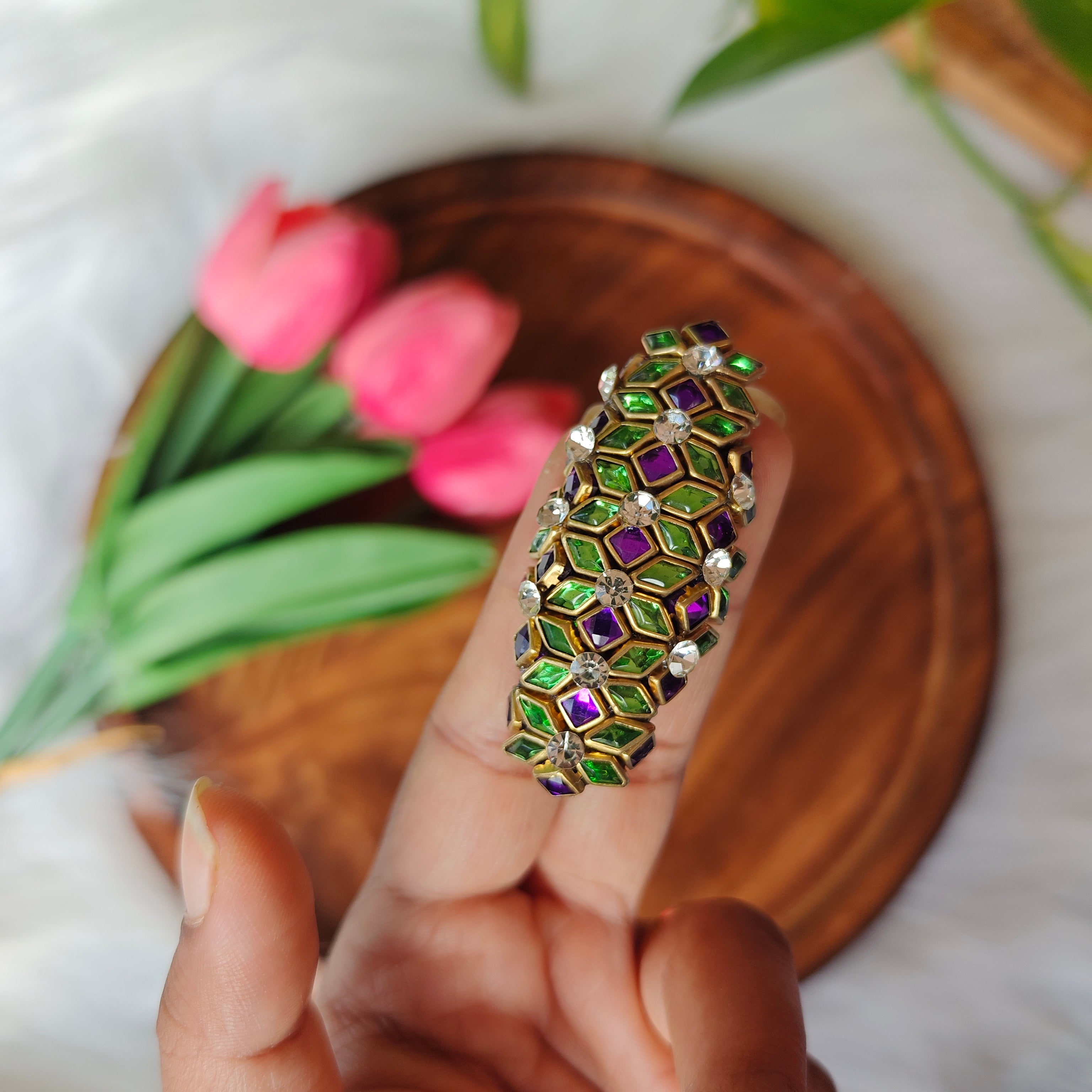 Handmade Kundan Saree Pin