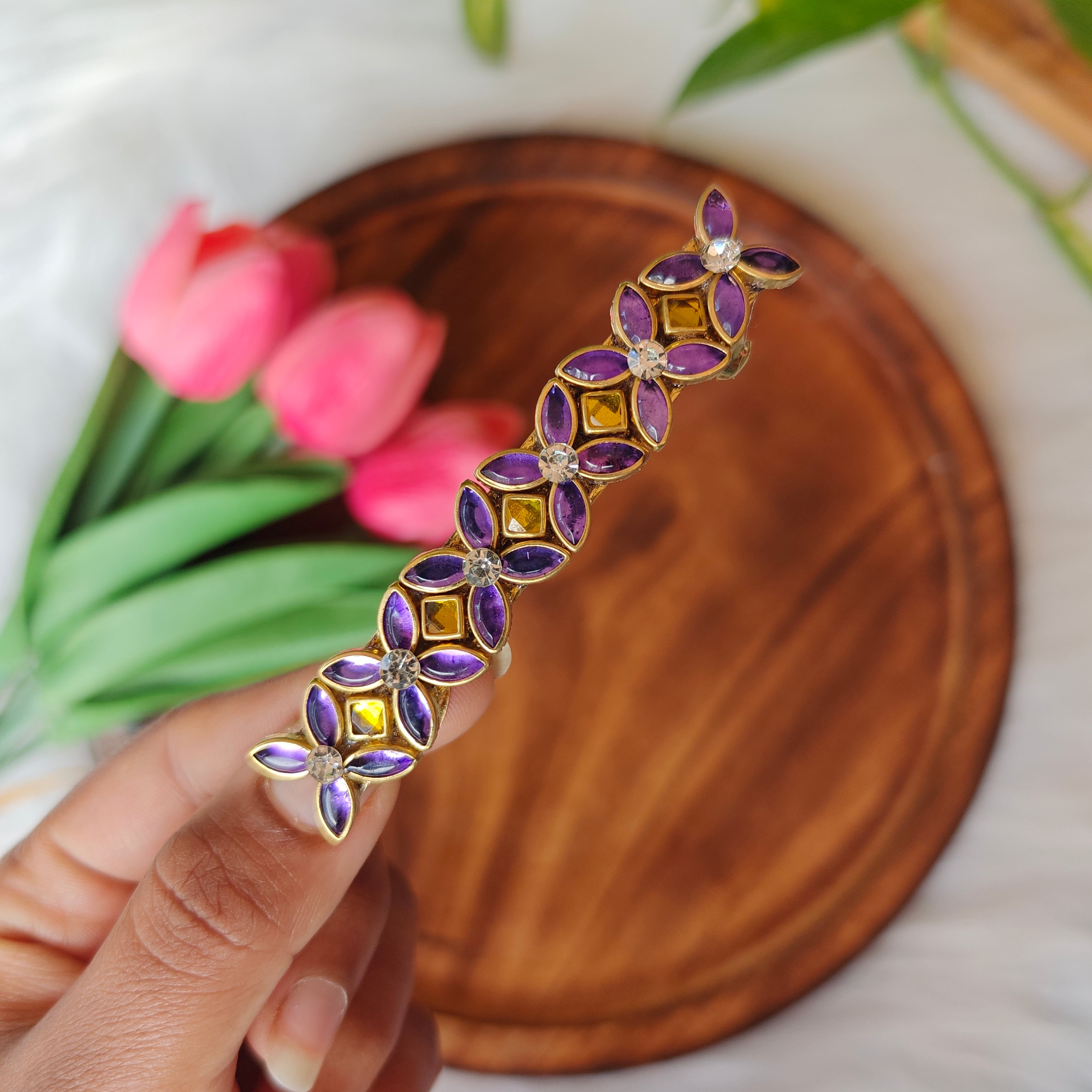 Handcrafted Kundan Center Hair Clip
