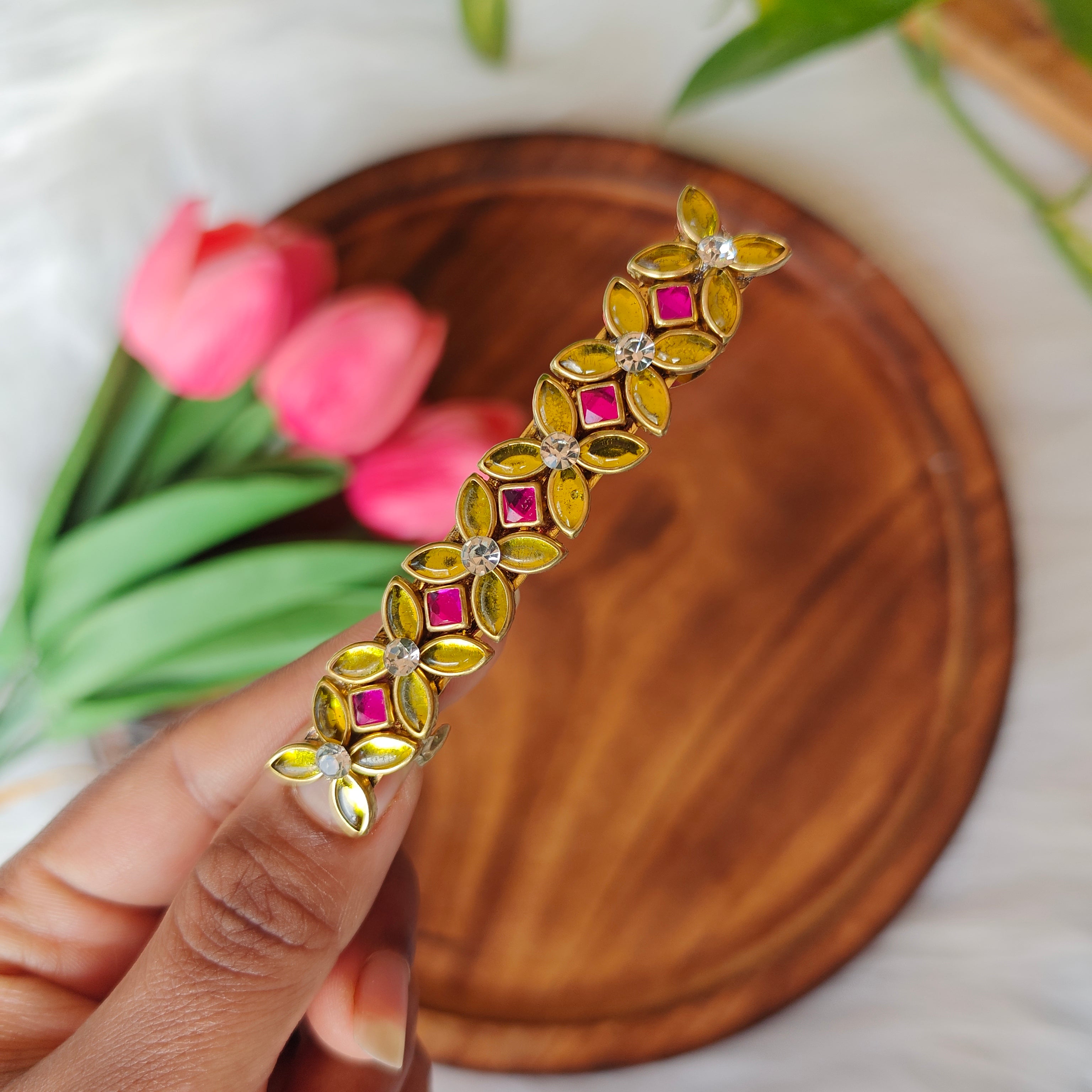Handcrafted Kundan Center Hair Clip