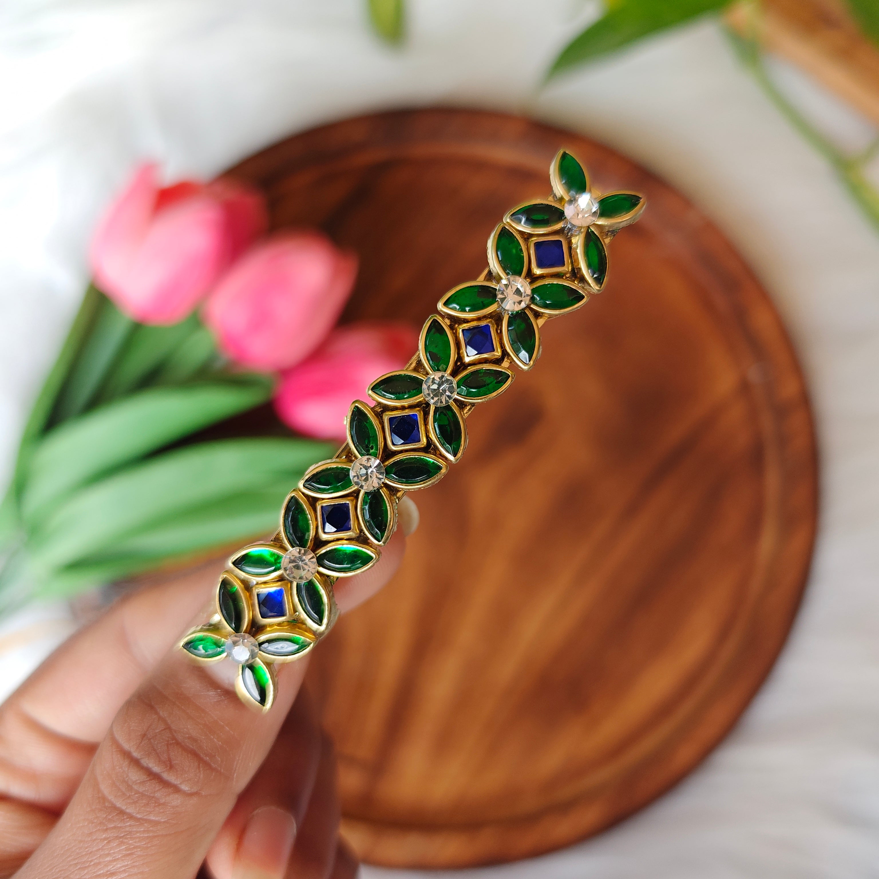 Handcrafted Kundan Center Hair Clip