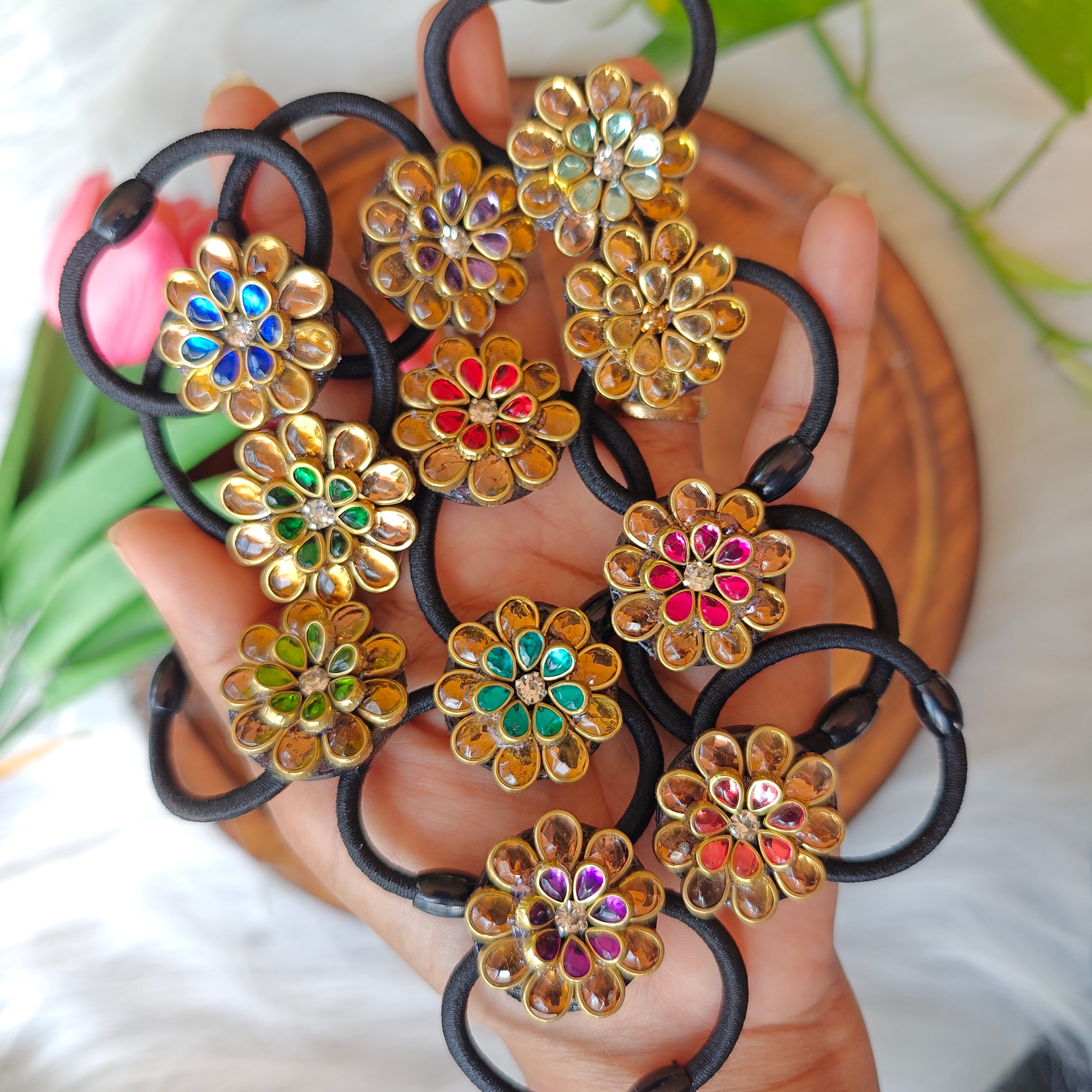 Traditional Kundan Floral Hair Band