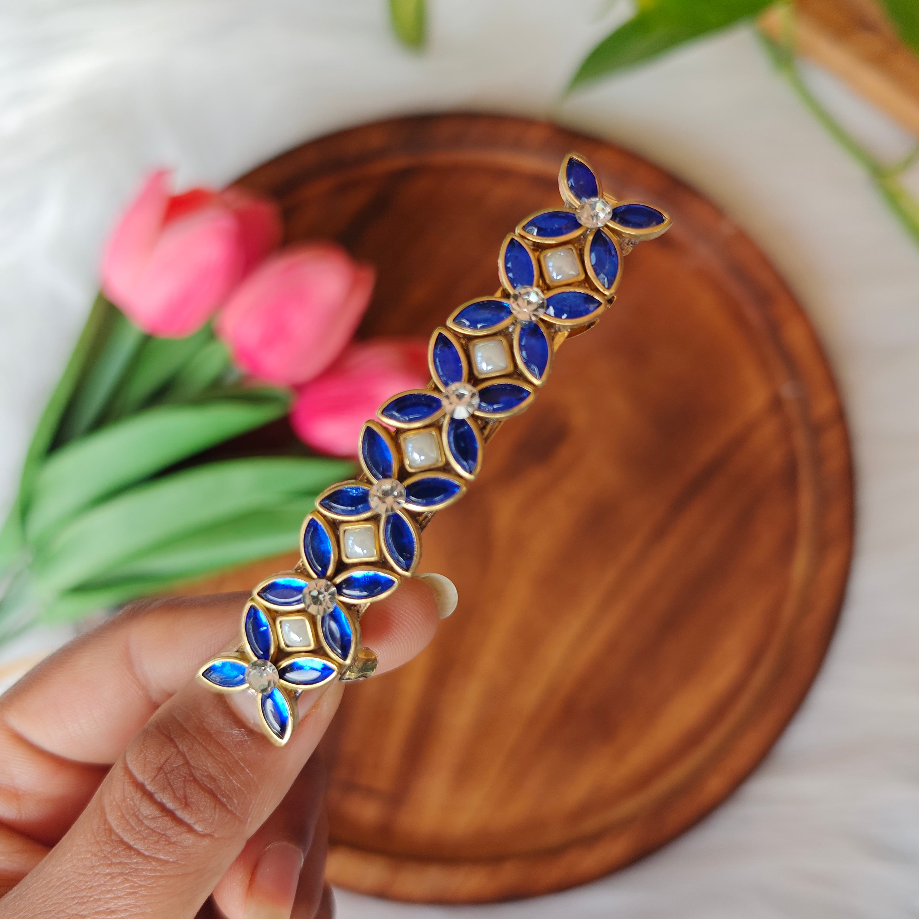 Handcrafted Kundan Center Hair Clip