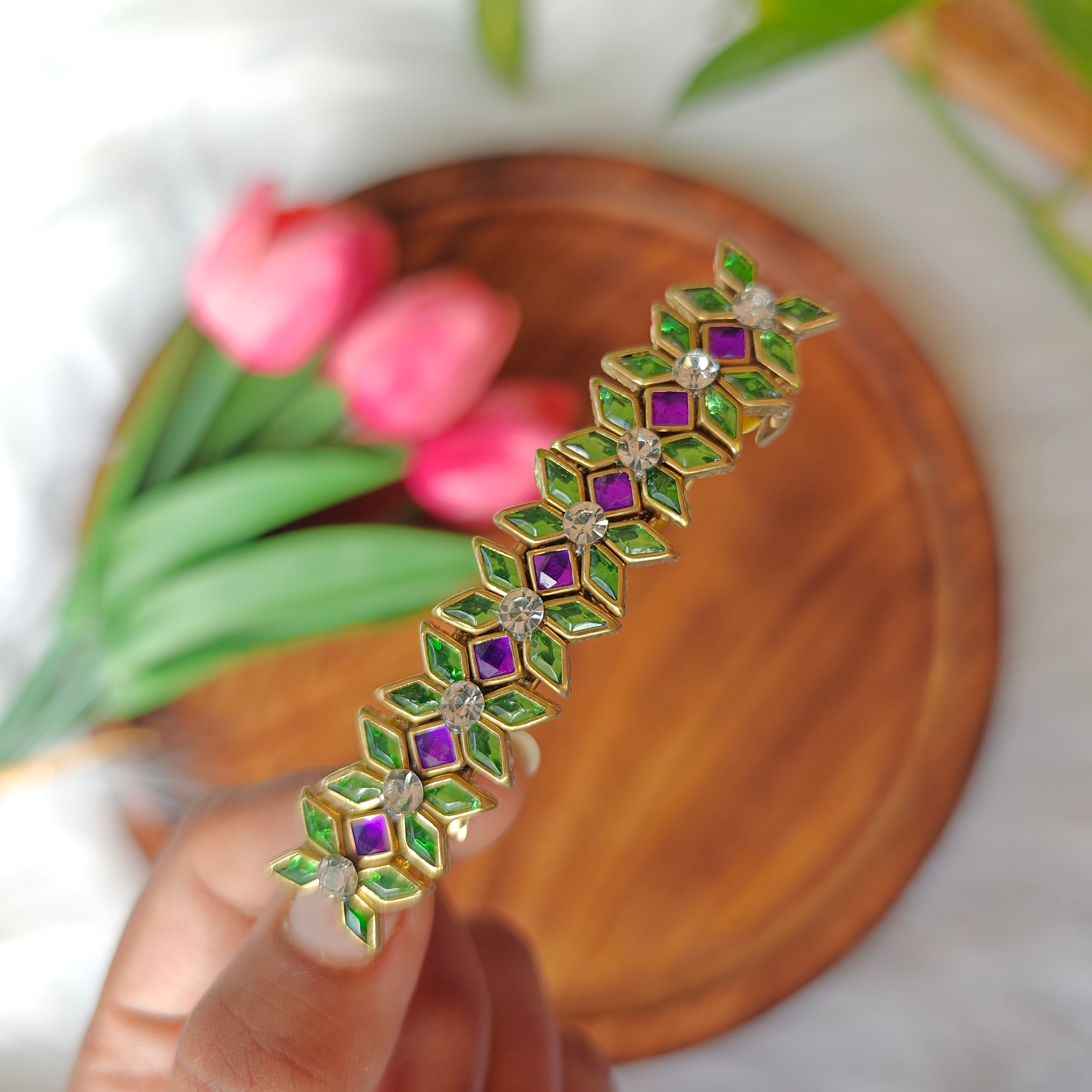 Handcrafted Kundan Center Hair Clip