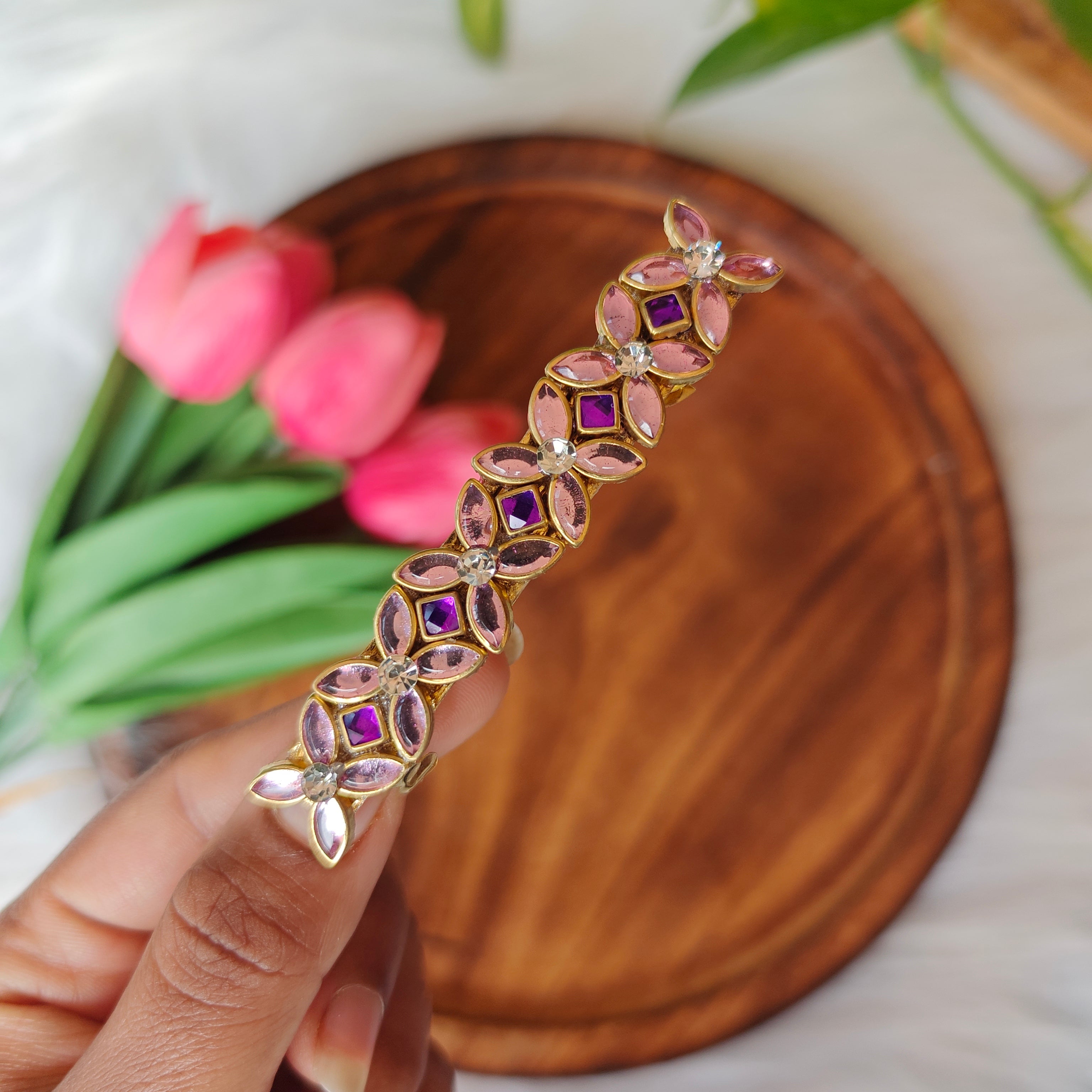 Handcrafted Kundan Center Hair Clip