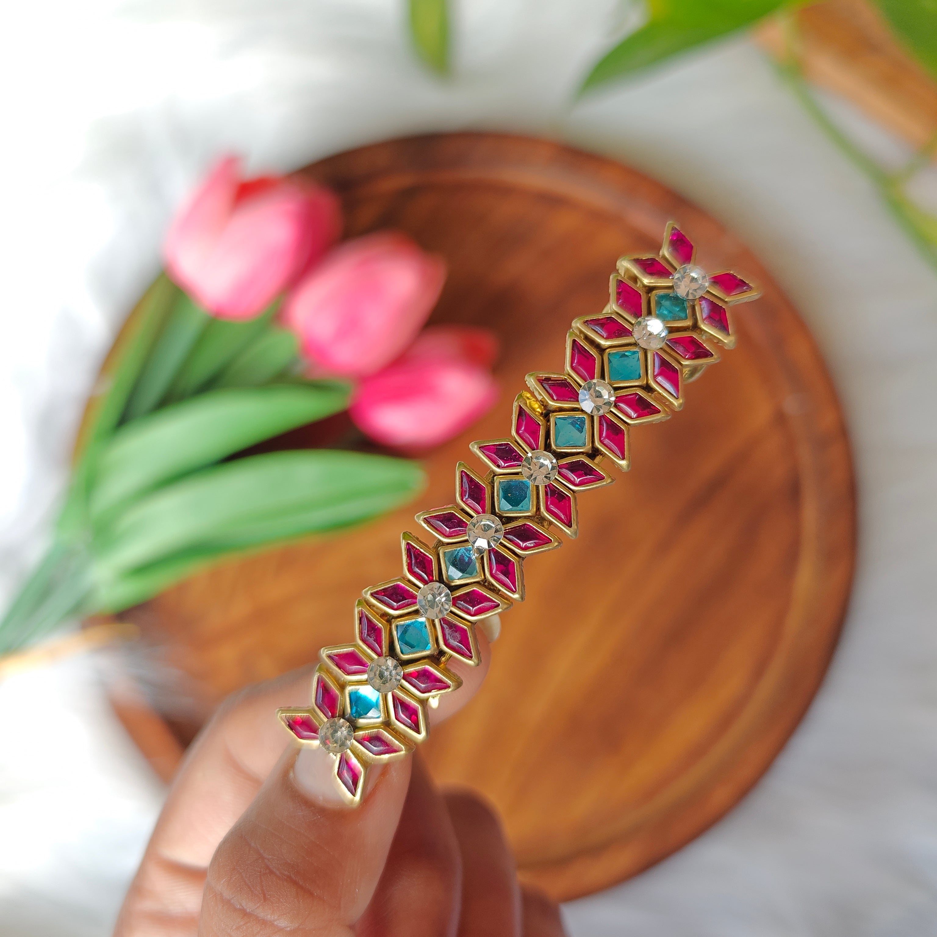 Handcrafted Kundan Center Hair Clip
