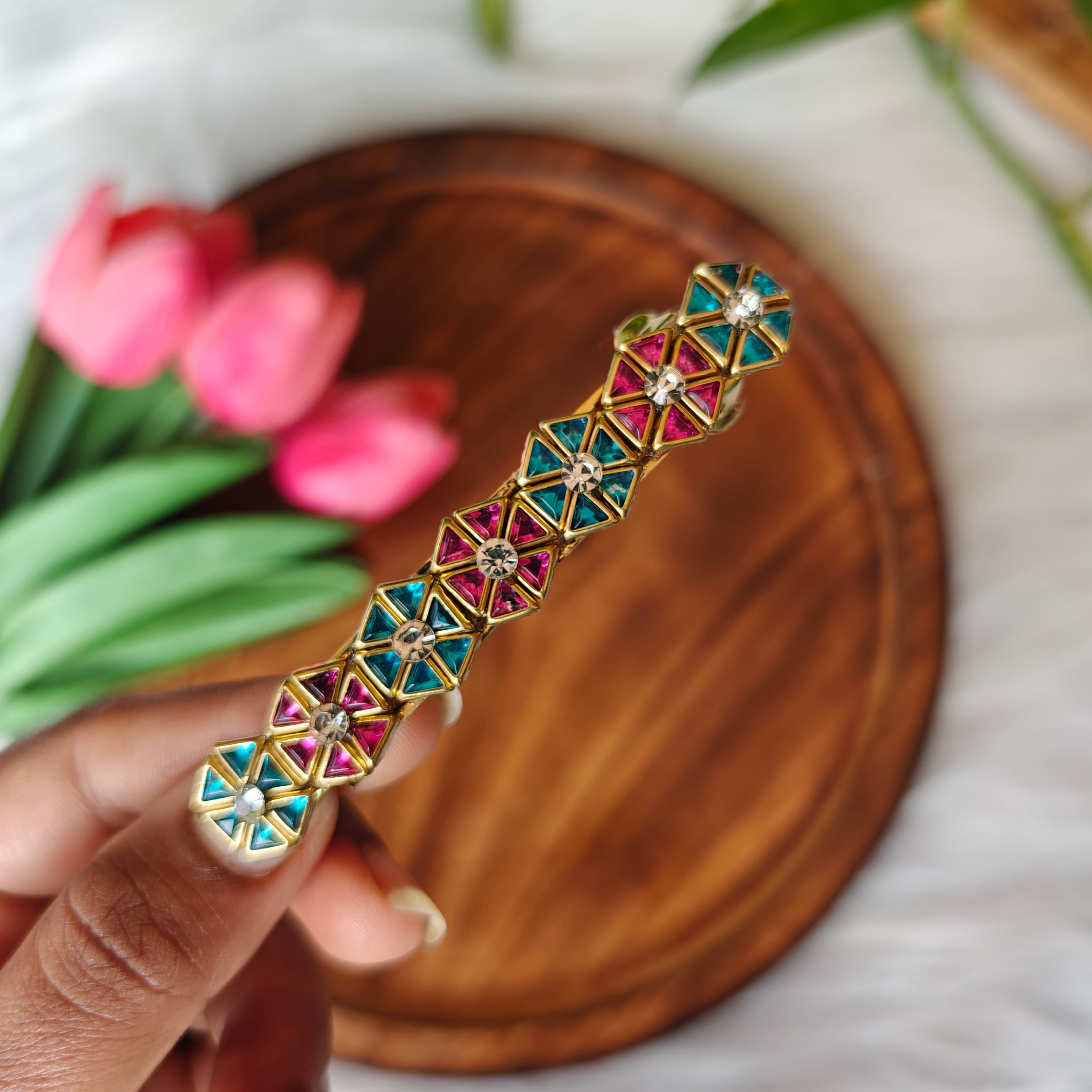Handcrafted Kundan Center Hair Clip