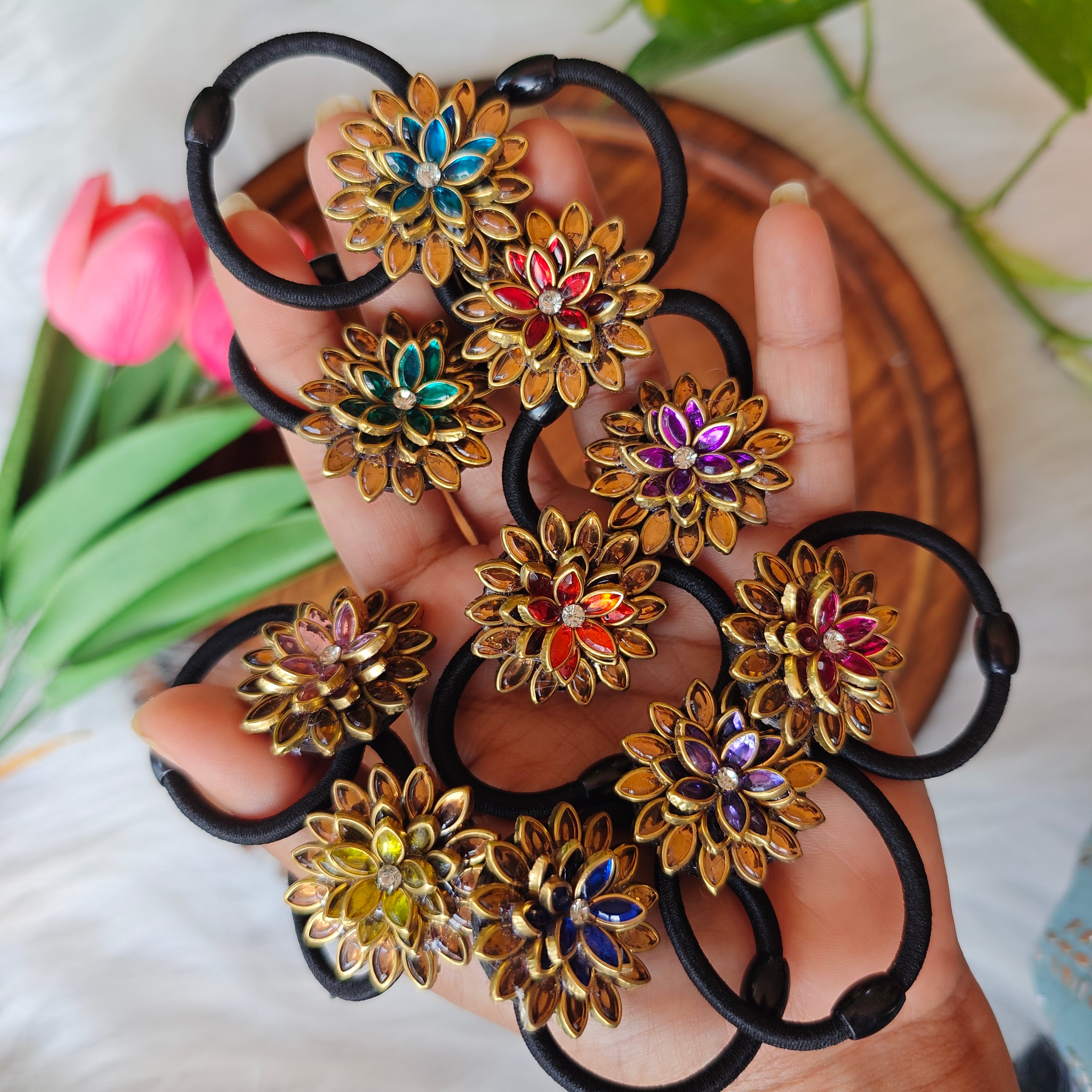 Traditional Kundan Floral Hair Band