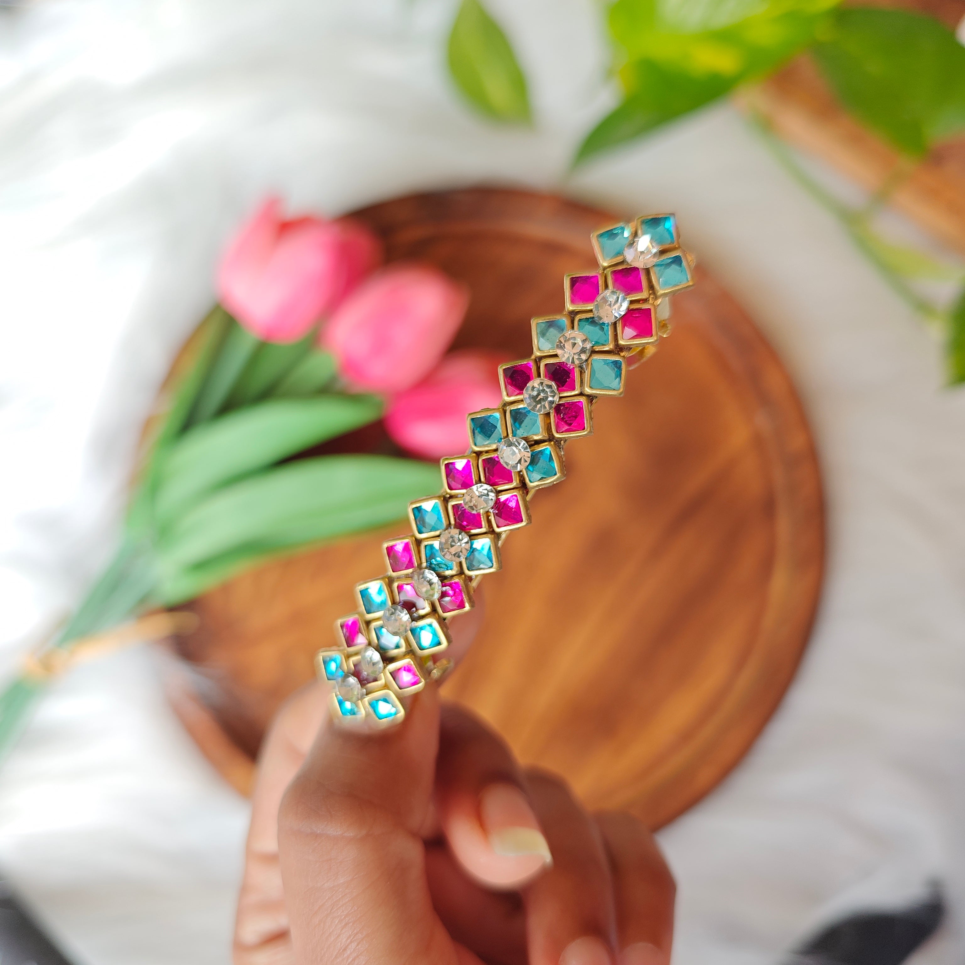 Handcrafted Kundan Center Hair Clip